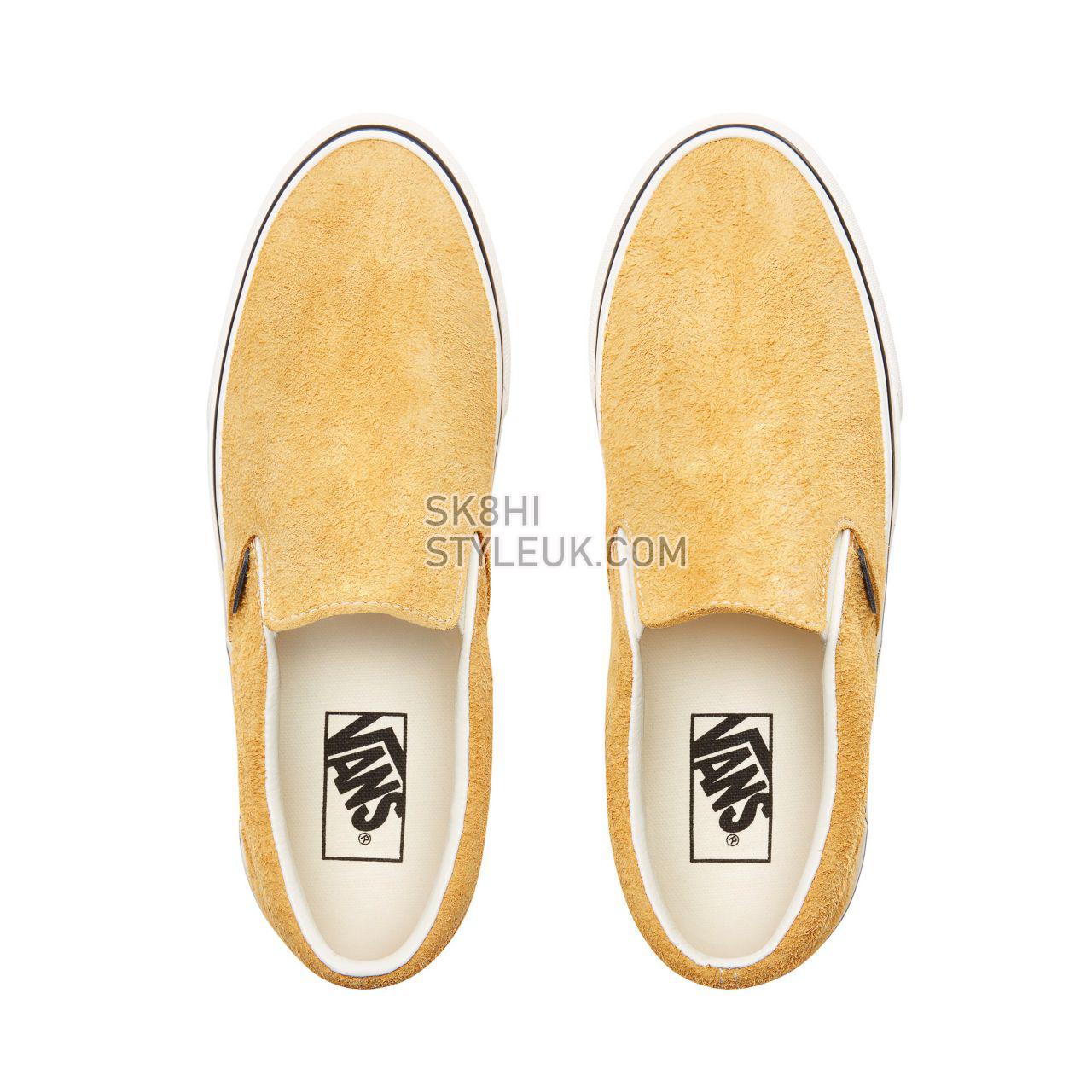 Vans Hairy Suede Classic Slip-On Classic Mens Womens - (Hairy Suede) Sunflower/Snow White VN0A38F7ULR Shoes