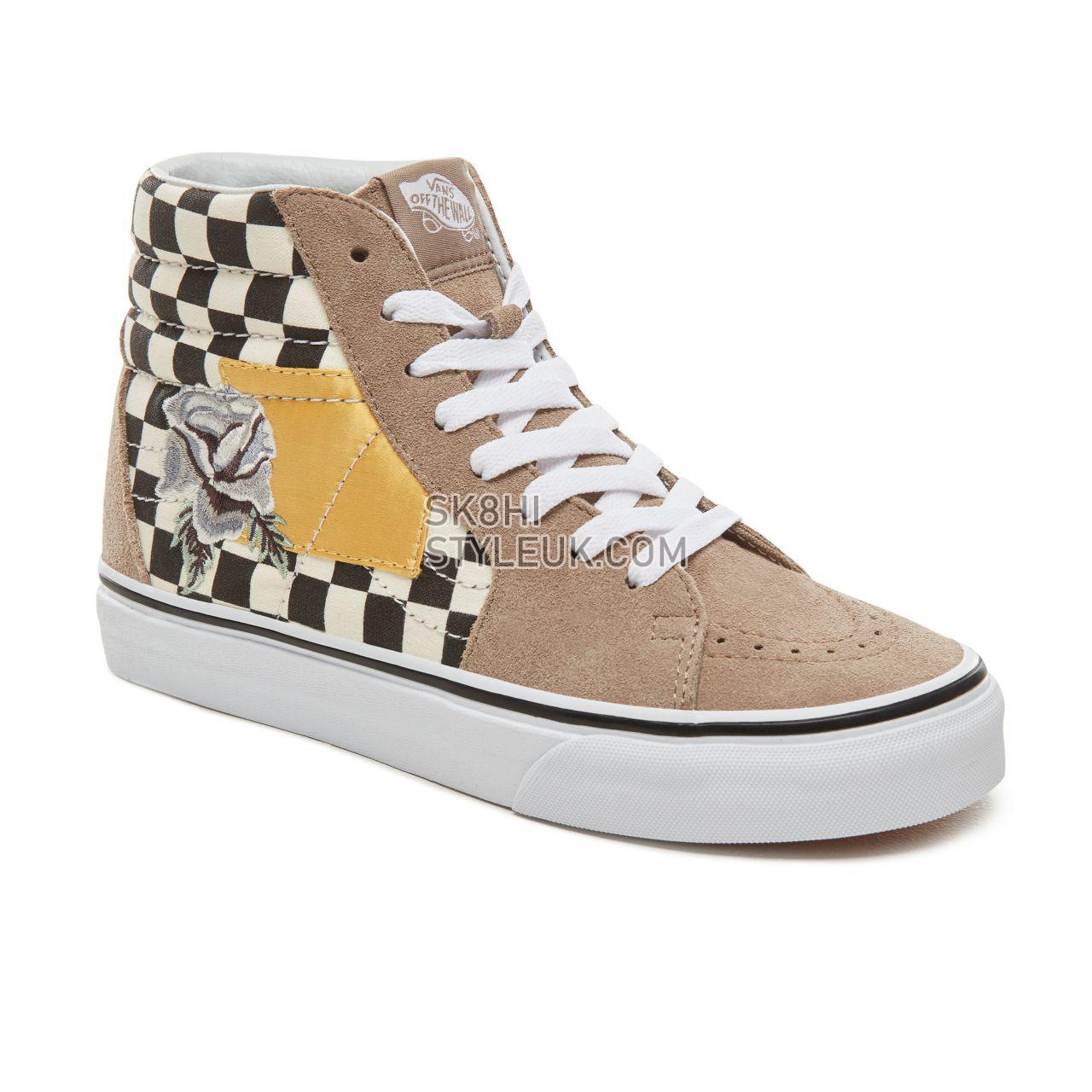 Vans Suede Satin Patchwork Sk8-Hi Classic Womens - (Satin Patchwork) Checker/Black VA38GEUBK Shoes