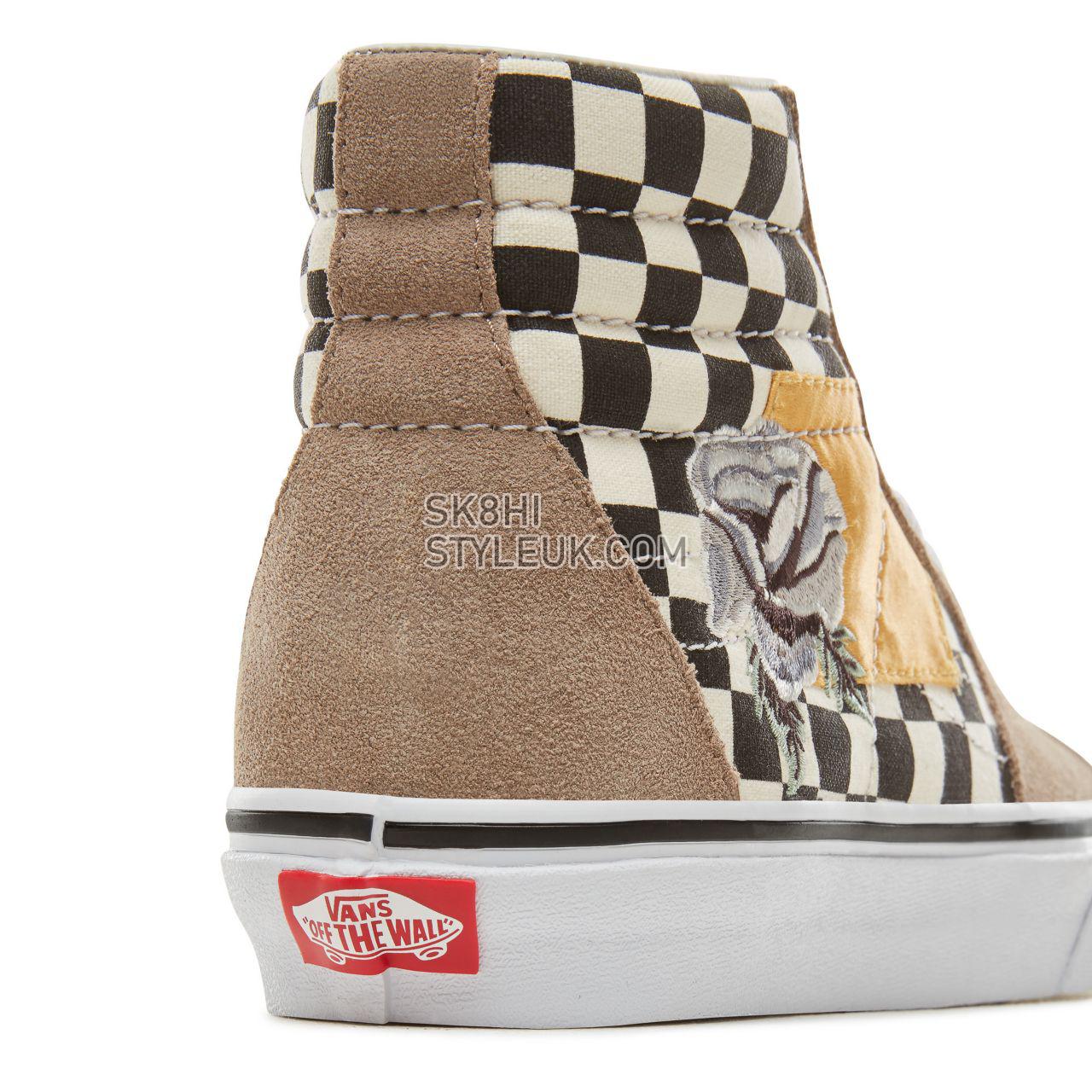 Vans Suede Satin Patchwork Sk8-Hi Classic Womens - (Satin Patchwork) Checker/Black VA38GEUBK Shoes