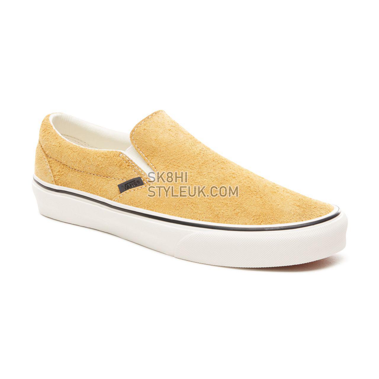 Vans Hairy Suede Classic Slip-On Classic Mens Womens - (Hairy Suede) Sunflower/Snow White VN0A38F7ULR Shoes