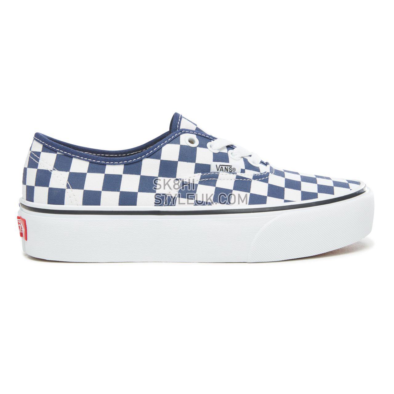 Vans Checkerboard Authentic Platform 2.0 Classic Womens - (Checkerboard) Medieval Blue/True White VA3AV8S4D Shoes