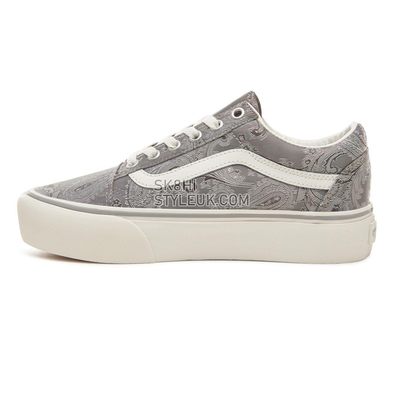 Vans Satin Paisley Old Skool Platform Classic Womens - (Satin Paisley) Gray/Snow White VA3B3UUB3 Shoes