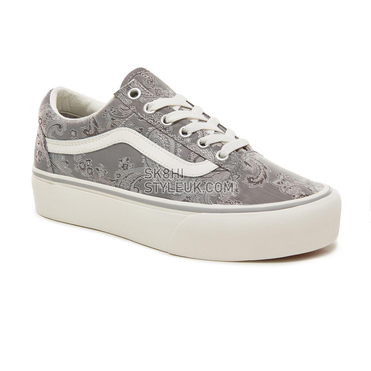 Vans Satin Paisley Old Skool Platform Classic Womens - (Satin Paisley) Gray/Snow White VA3B3UUB3 Shoes