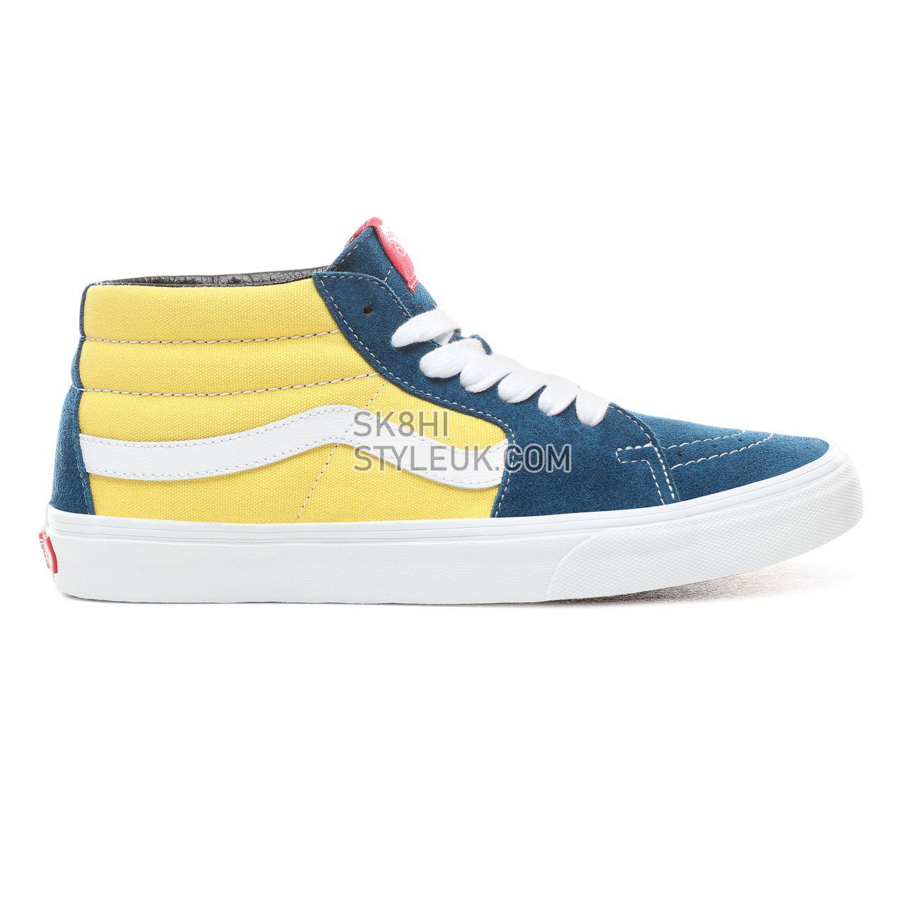 Vans Retro Skate Sk8-Mid Classic Mens Womens - (Retro Skate) Sailor Blue/Aspen Gold VN0A3WM3VSW Shoes