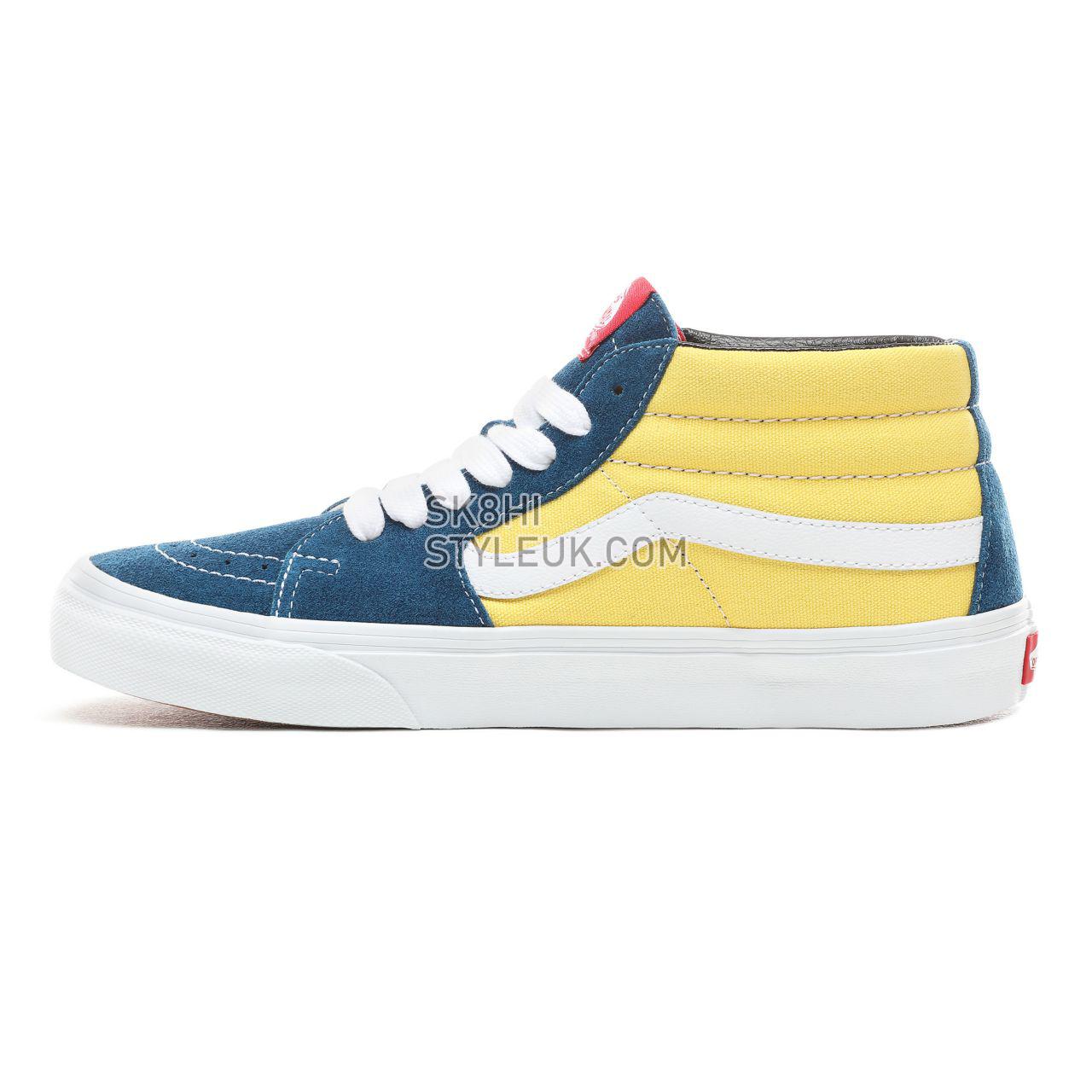 Vans Retro Skate Sk8-Mid Classic Mens Womens - (Retro Skate) Sailor Blue/Aspen Gold VN0A3WM3VSW Shoes