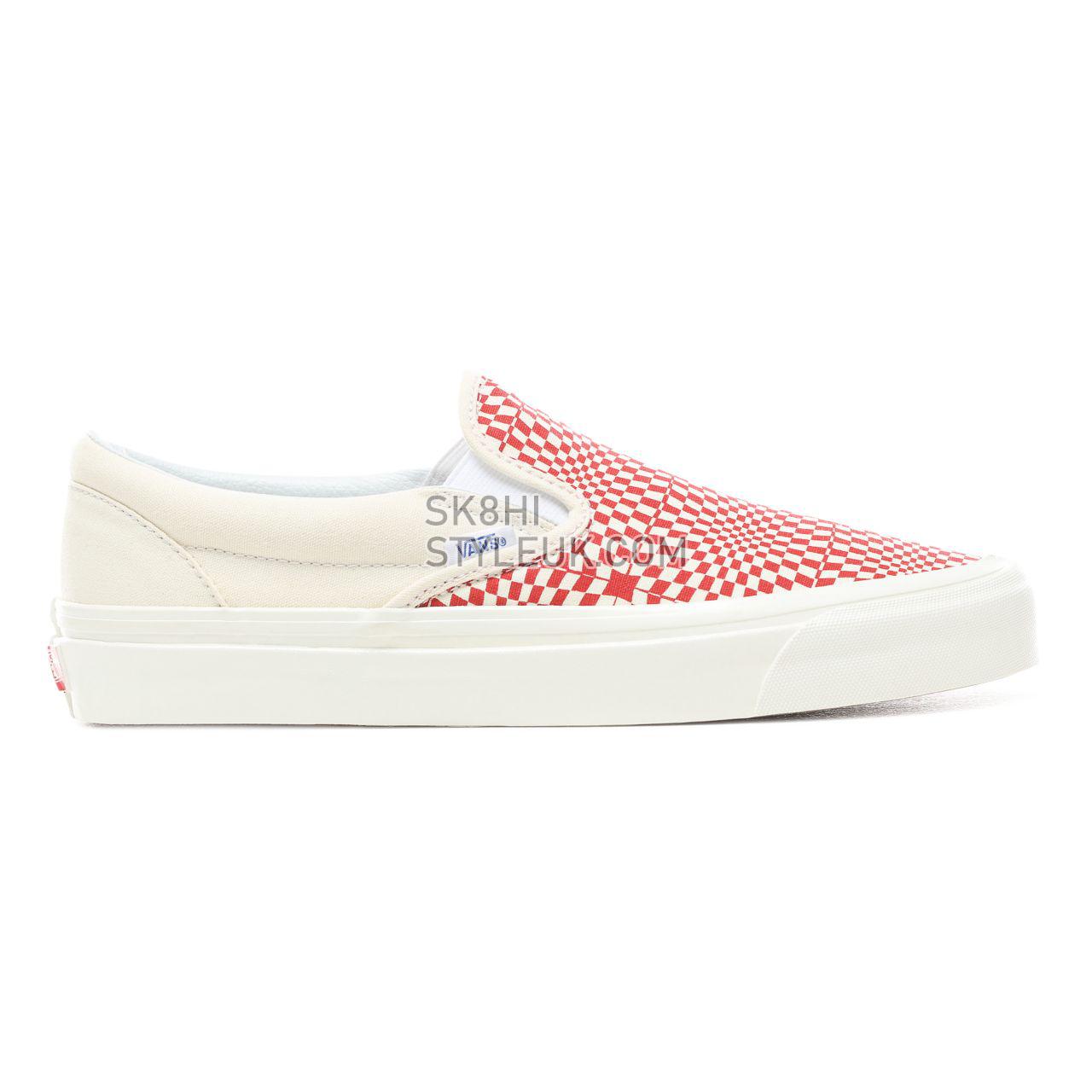 Vans Anaheim Factory Slip-On 98 DX Classic Mens Womens - (Anaheim Factory) Og Red/White/Warp Check VN0A3JEXVMZ Shoes