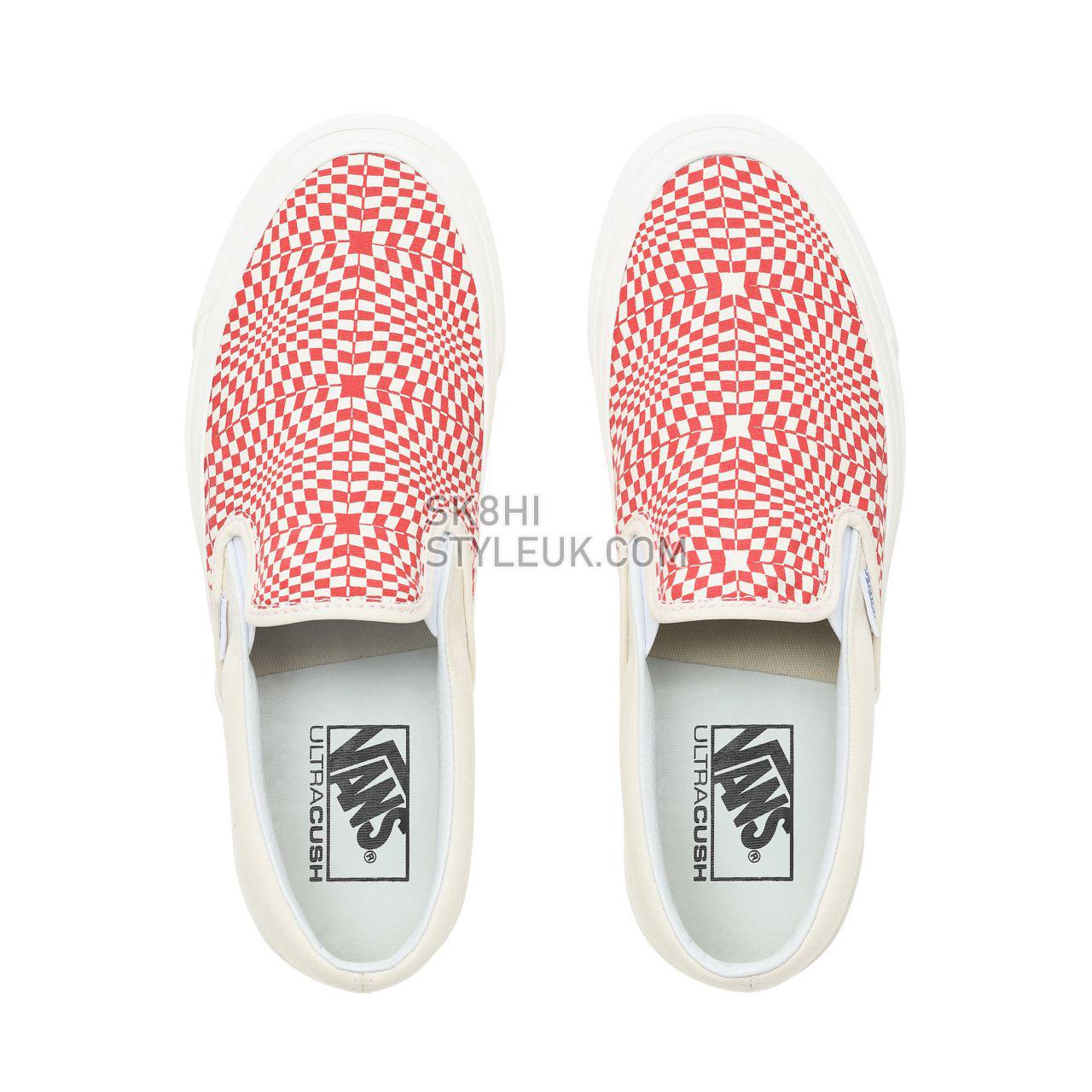 Vans Anaheim Factory Slip-On 98 DX Classic Mens Womens - (Anaheim Factory) Og Red/White/Warp Check VN0A3JEXVMZ Shoes