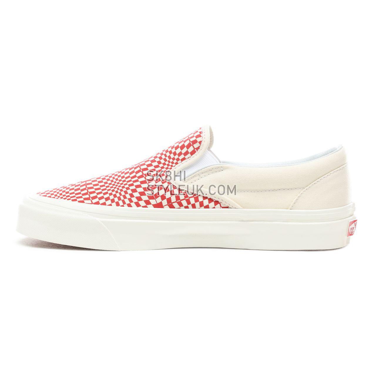 Vans Anaheim Factory Slip-On 98 DX Classic Mens Womens - (Anaheim Factory) Og Red/White/Warp Check VN0A3JEXVMZ Shoes