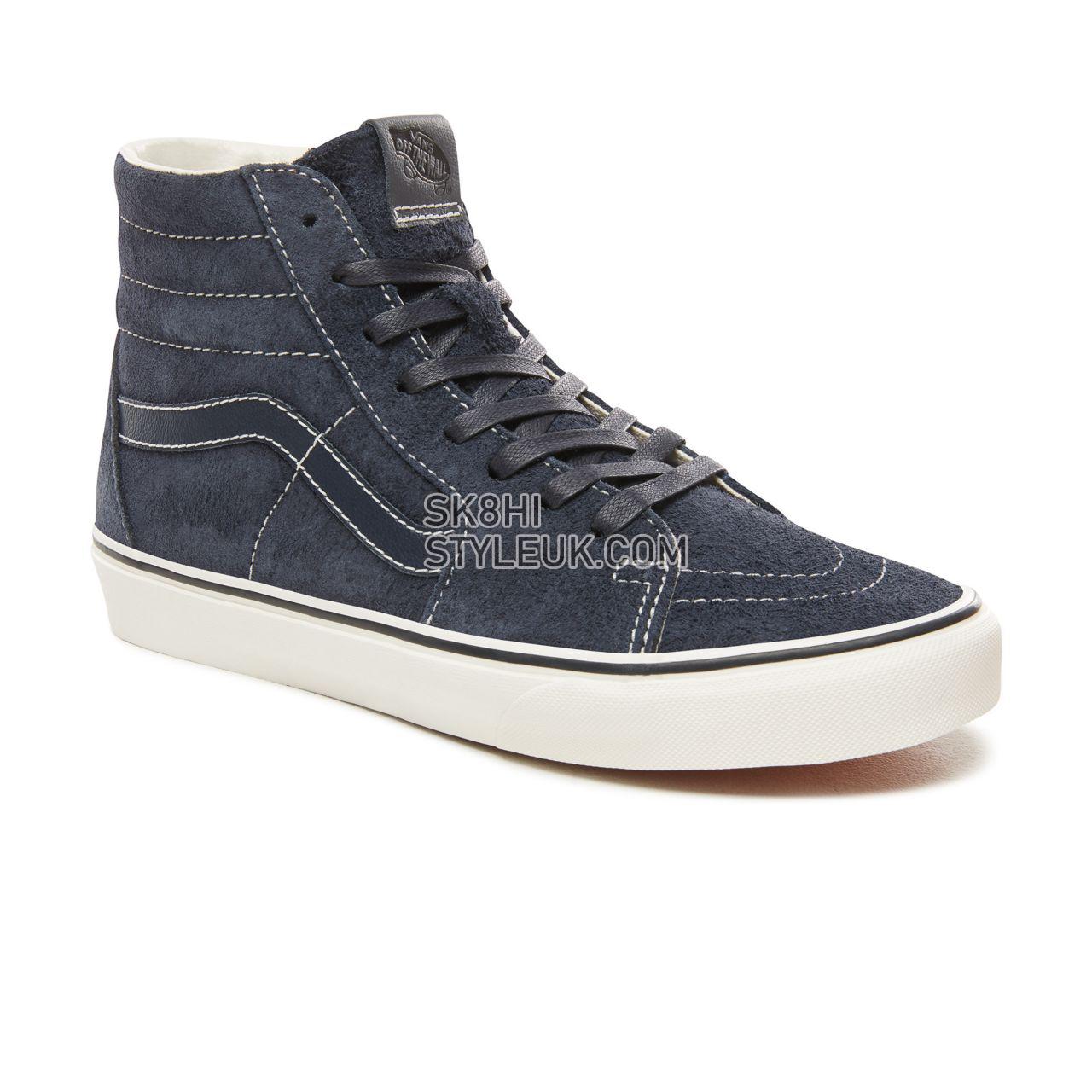 Vans Hairy Suede Sk8-Hi Classic Mens Womens - (Hairy Suede) Sky Captain/Snow White VN0A38GEULQ Shoes