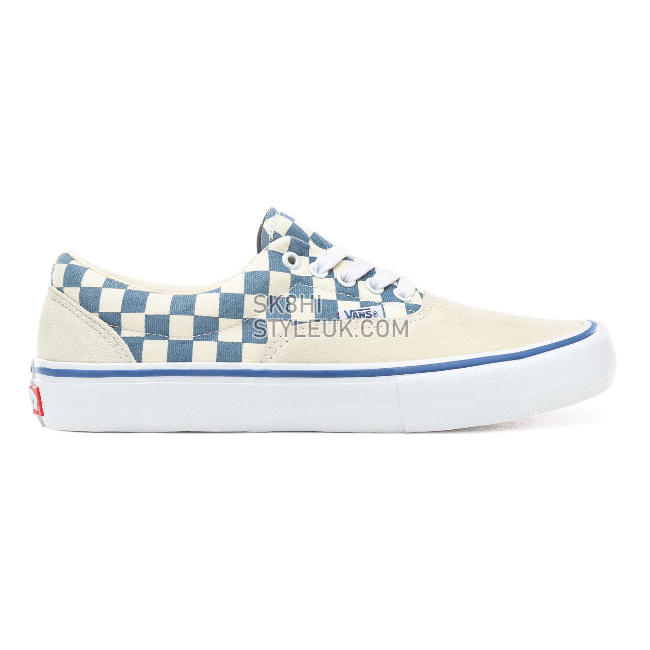 Vans Checker Era Pro Classic Mens Womens - (Checker) Classic White/Blue Ashes VN0A45JAVFB Shoes