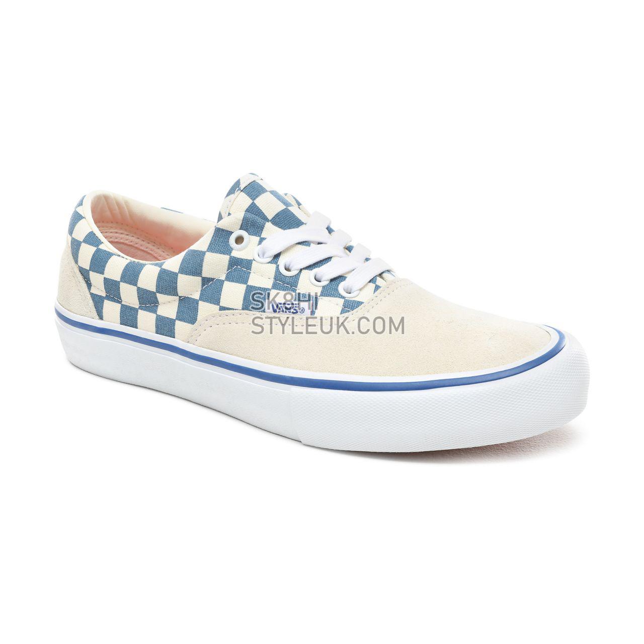 Vans Checker Era Pro Classic Mens Womens - (Checker) Classic White/Blue Ashes VN0A45JAVFB Shoes