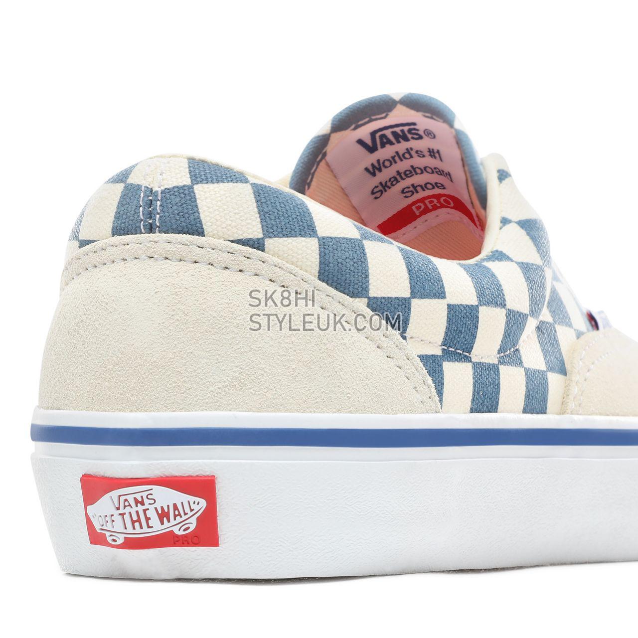 Vans Checker Era Pro Classic Mens Womens - (Checker) Classic White/Blue Ashes VN0A45JAVFB Shoes