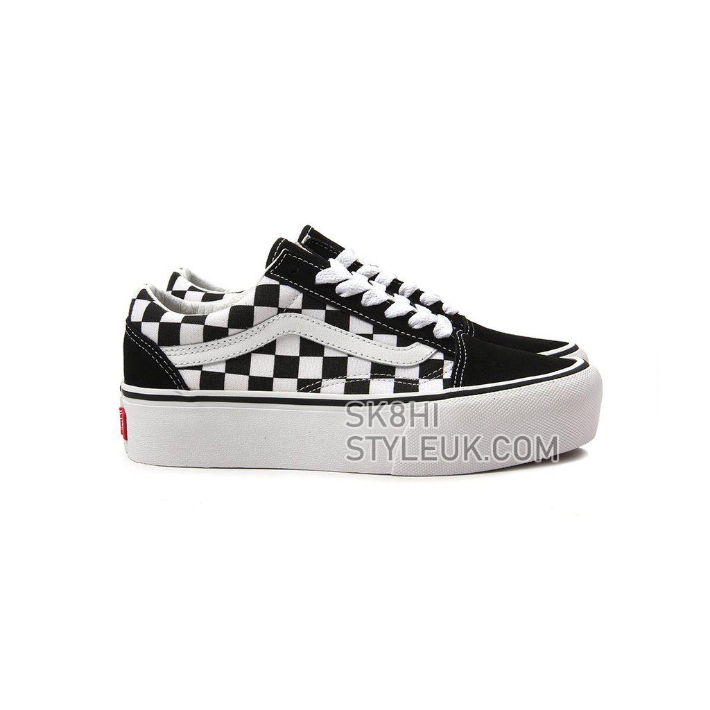 Vans Checkerboardboard Old Skool Platform Classic Mens Womens - Black-True White VN0A3B3UHRK Shoes