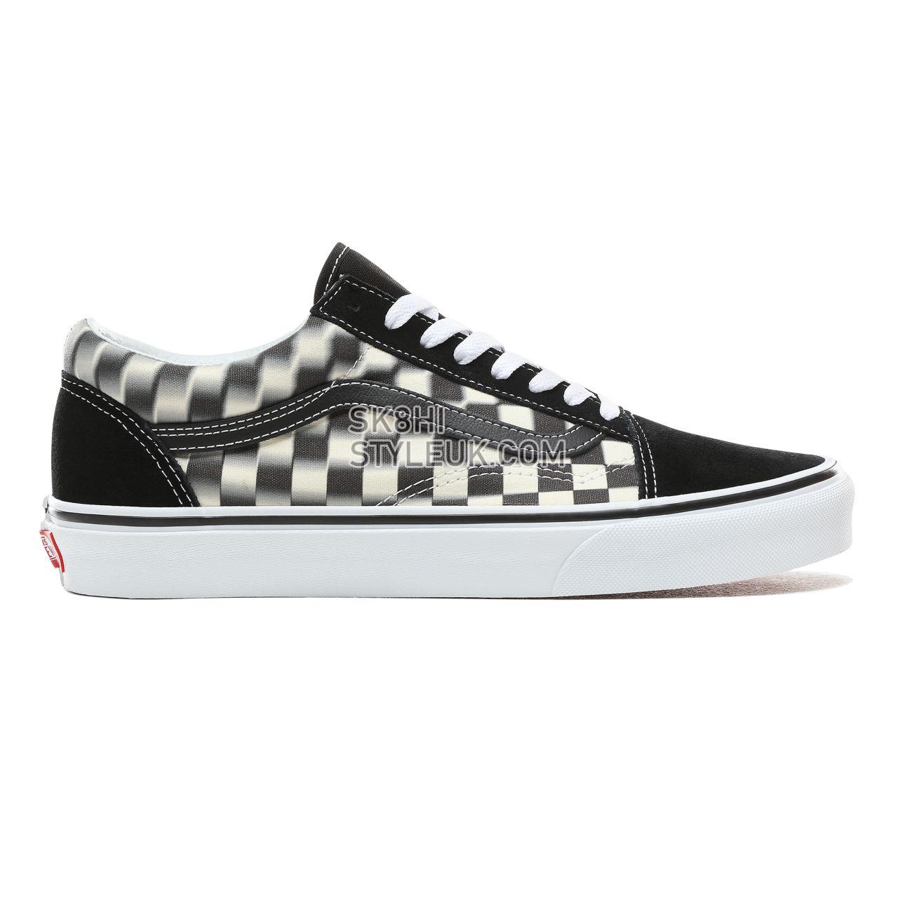 Vans Blur Check Old Skool Classic Mens Womens - (Blur Check) Black/Classic White VN0A38G1VJM Shoes