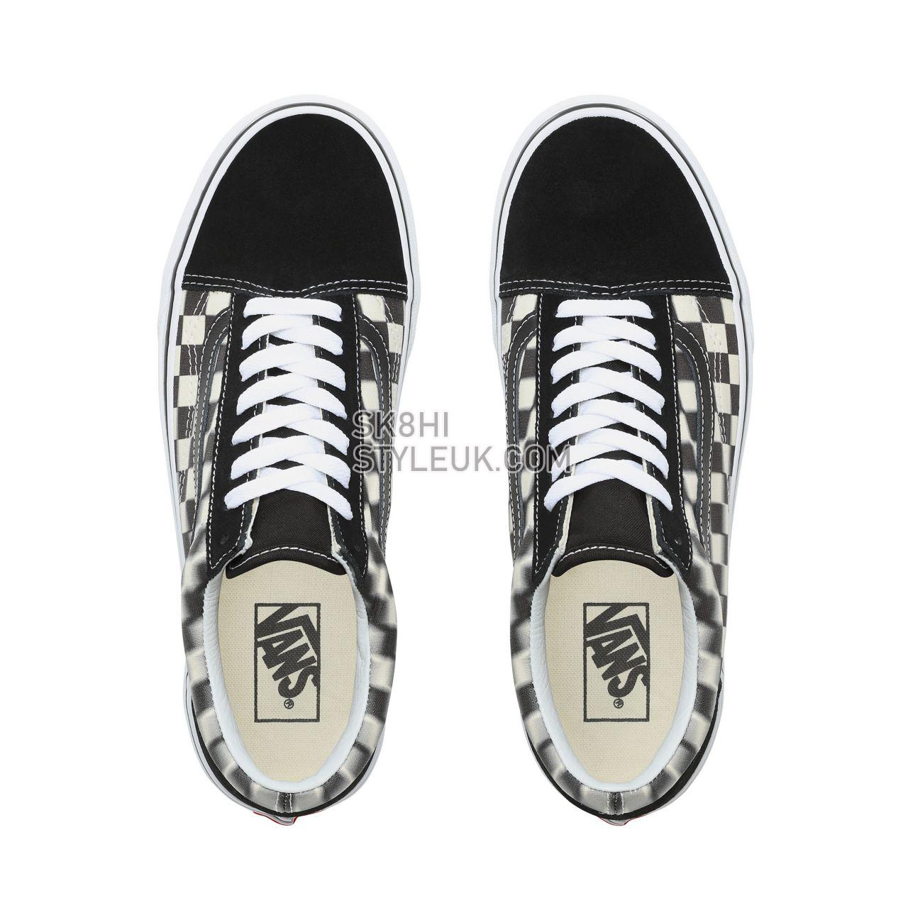 Vans Blur Check Old Skool Classic Mens Womens - (Blur Check) Black/Classic White VN0A38G1VJM Shoes