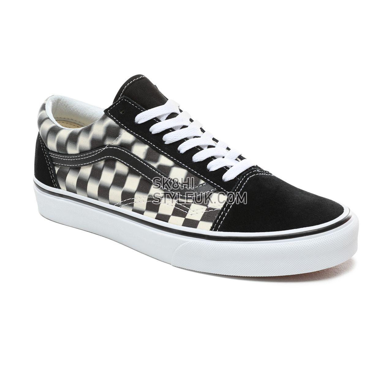 Vans Blur Check Old Skool Classic Mens Womens - (Blur Check) Black/Classic White VN0A38G1VJM Shoes