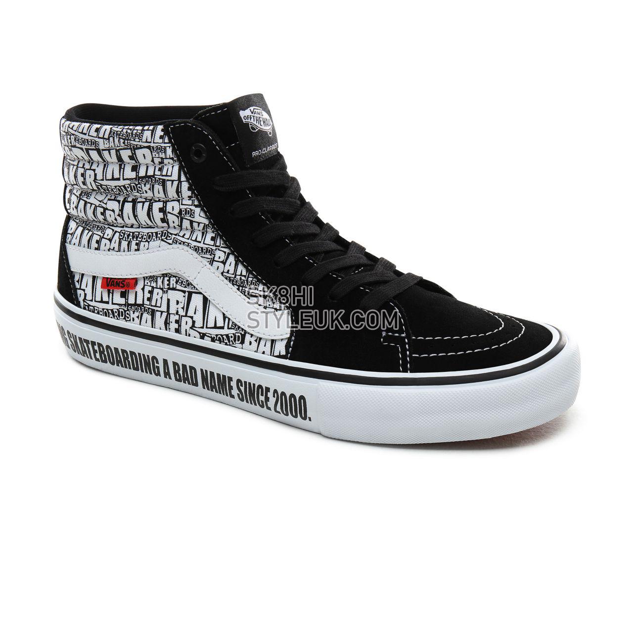 Vans x Baker Sk8-Hi Pro Classic Mens Womens - (Baker) Black/White VN0A45JDV0B Shoes