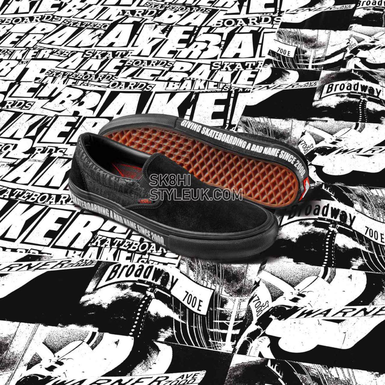 Vans x Baker Slip-On Pro Classic Mens Womens - (Baker) Black/Black/Red VN0A347VV0H Shoes