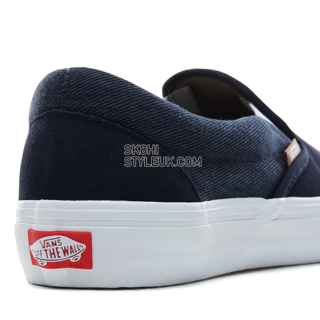 Vans Twill Slip-On Pro Classic Mens Womens - (Twill) Dress Blues/Portabella VN0A347VUZ0 Shoes