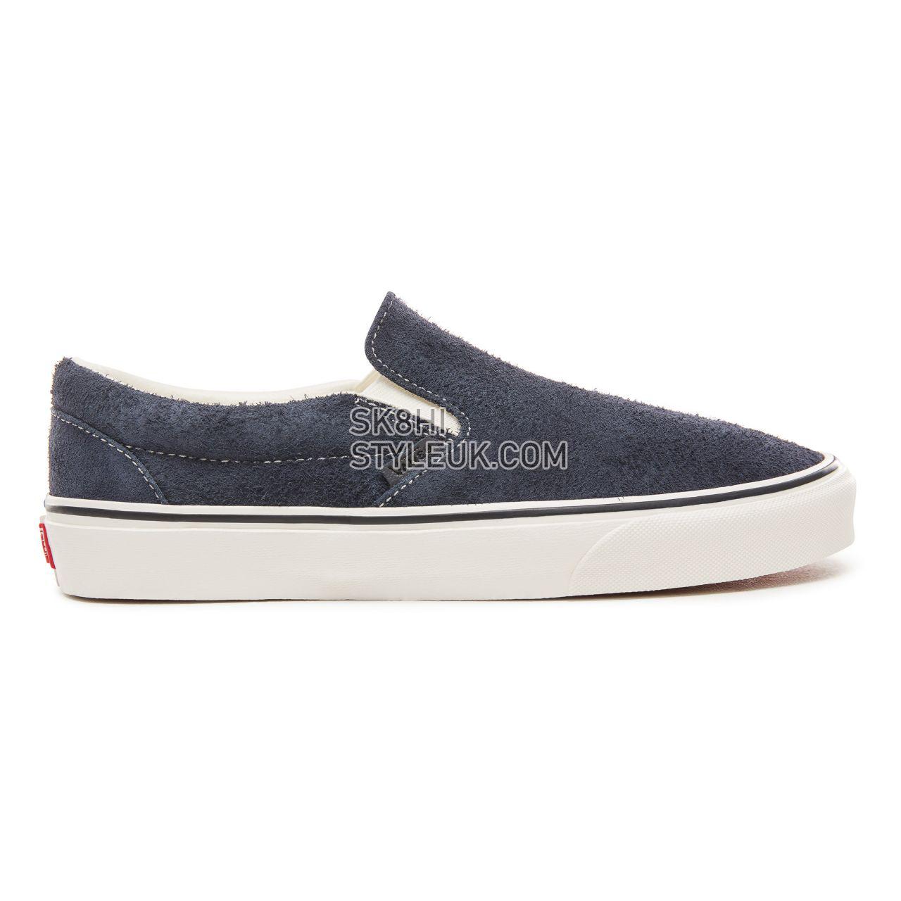 Vans Hairy Suede Classic Slip-On Classic Mens Womens - (Hairy Suede) Sky Captain/Snow White VN0A38F7ULQ Shoes