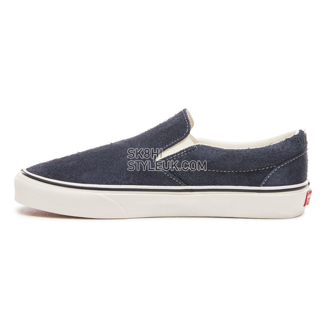 Vans Hairy Suede Classic Slip-On Classic Mens Womens - (Hairy Suede) Sky Captain/Snow White VN0A38F7ULQ Shoes