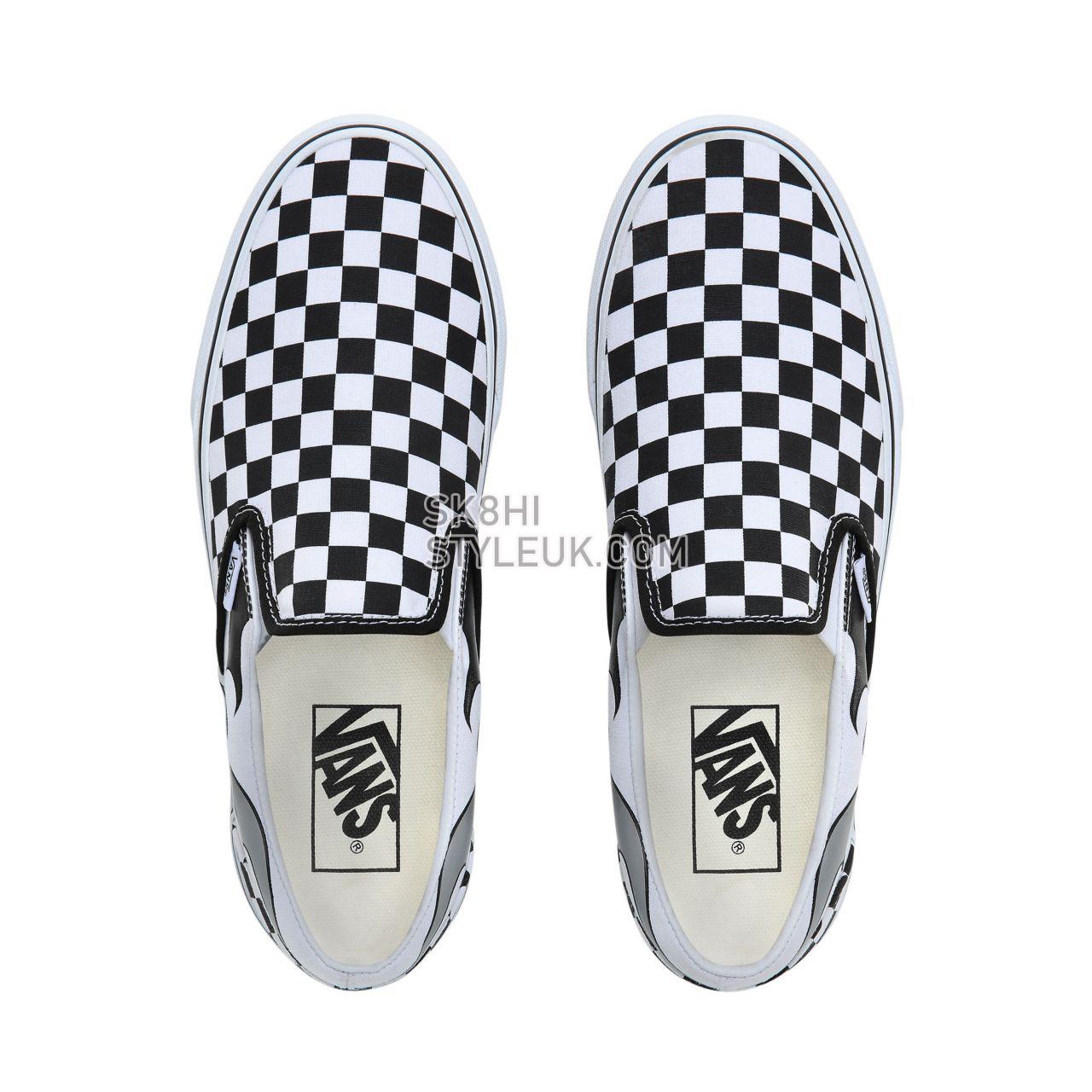 Vans Checkerboard Flame Classic Slip-On Classic Mens Womens - (Checkerboard Flame) Black/True White VN0A4BV3SX7 Shoes