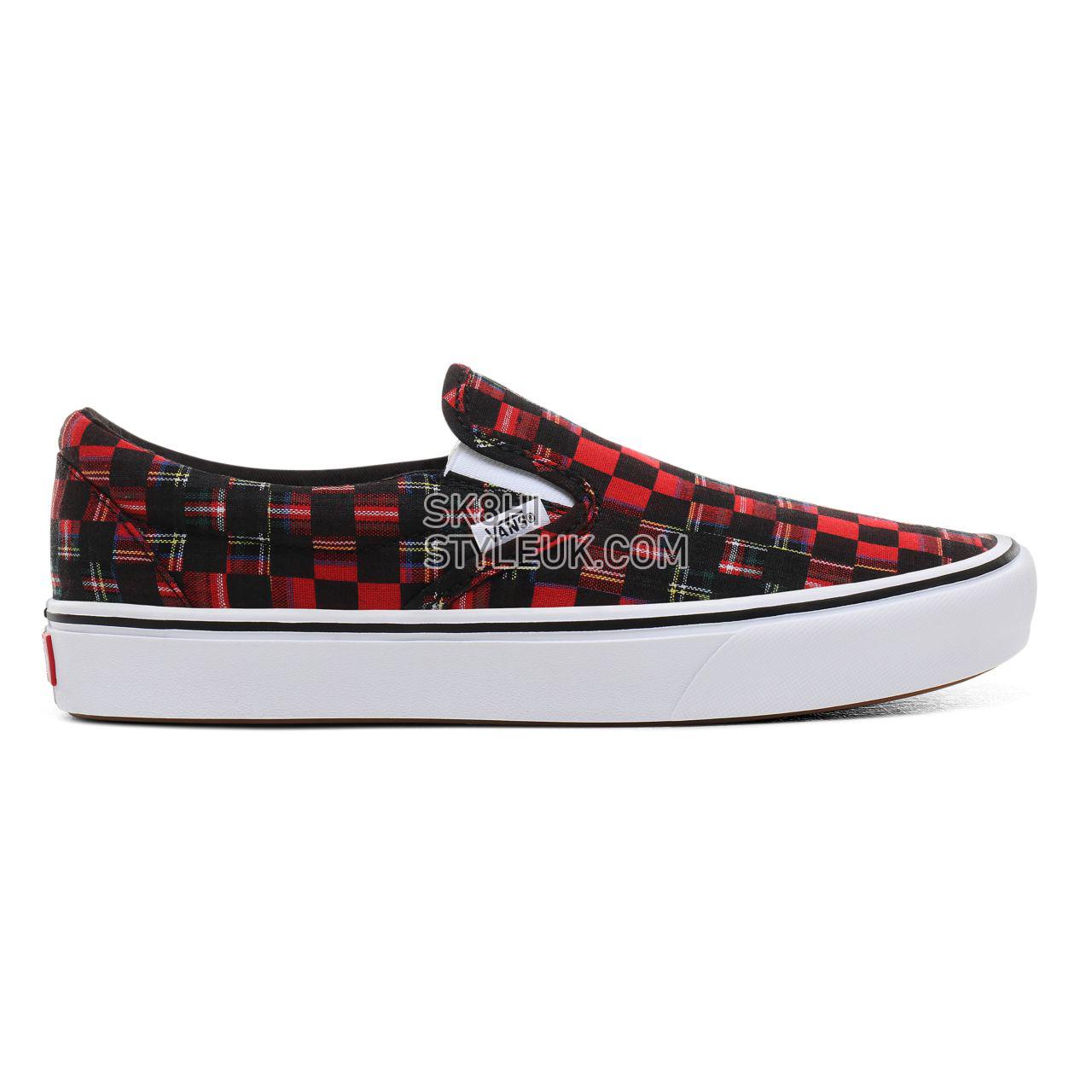 Vans Plaid Check ComfyCush Slip-On Classic Mens Womens - (Plaid Check) red/true white VN0A3WMDTG7 Shoes