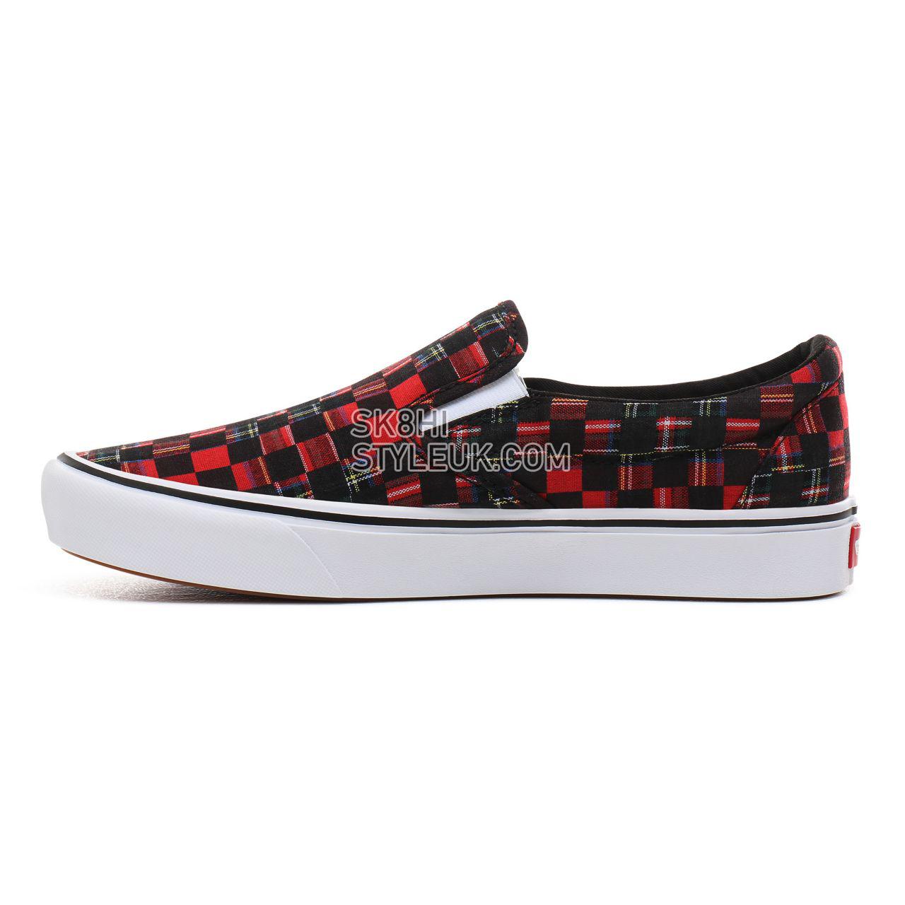 Vans Plaid Check ComfyCush Slip-On Classic Mens Womens - (Plaid Check) red/true white VN0A3WMDTG7 Shoes