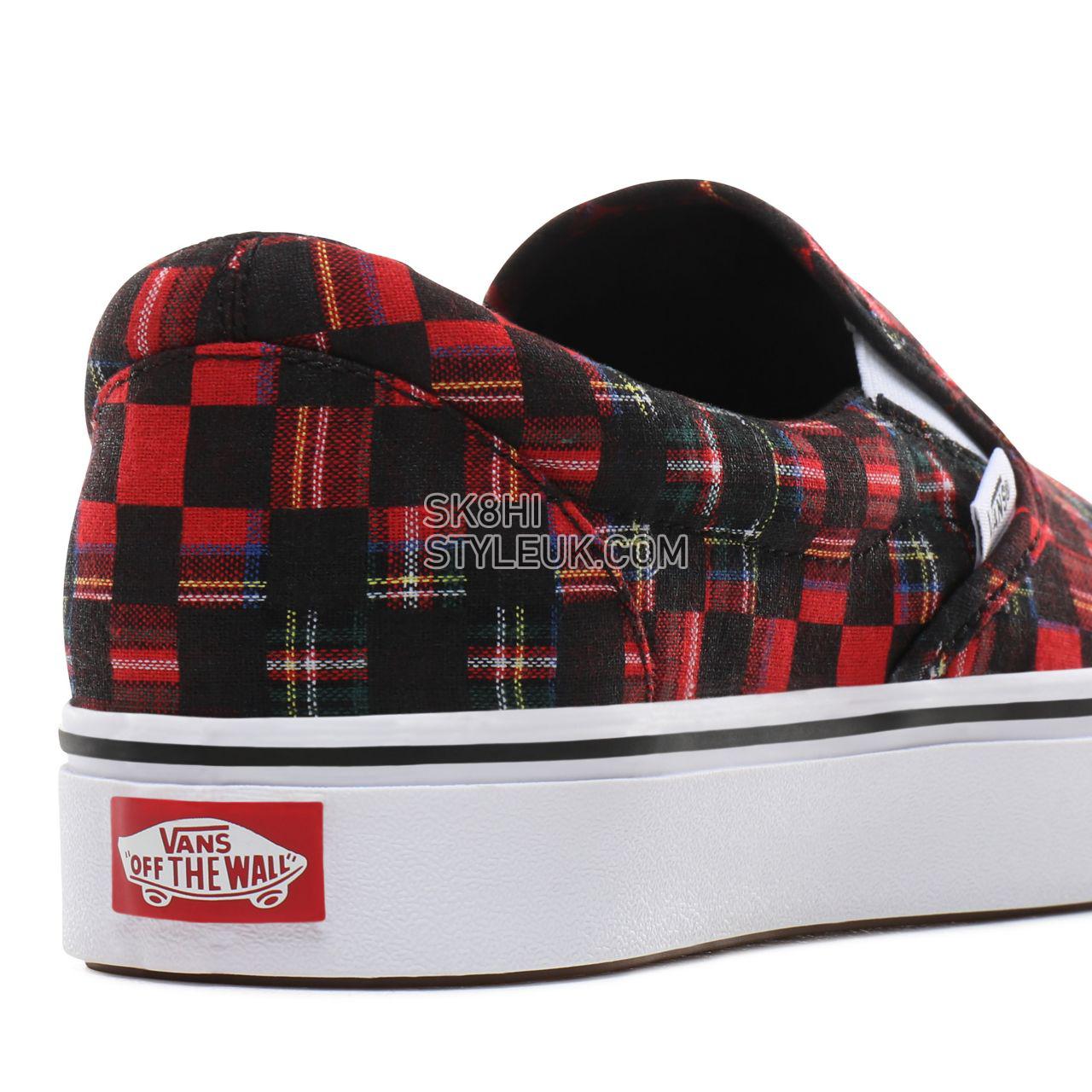 Vans Plaid Check ComfyCush Slip-On Classic Mens Womens - (Plaid Check) red/true white VN0A3WMDTG7 Shoes