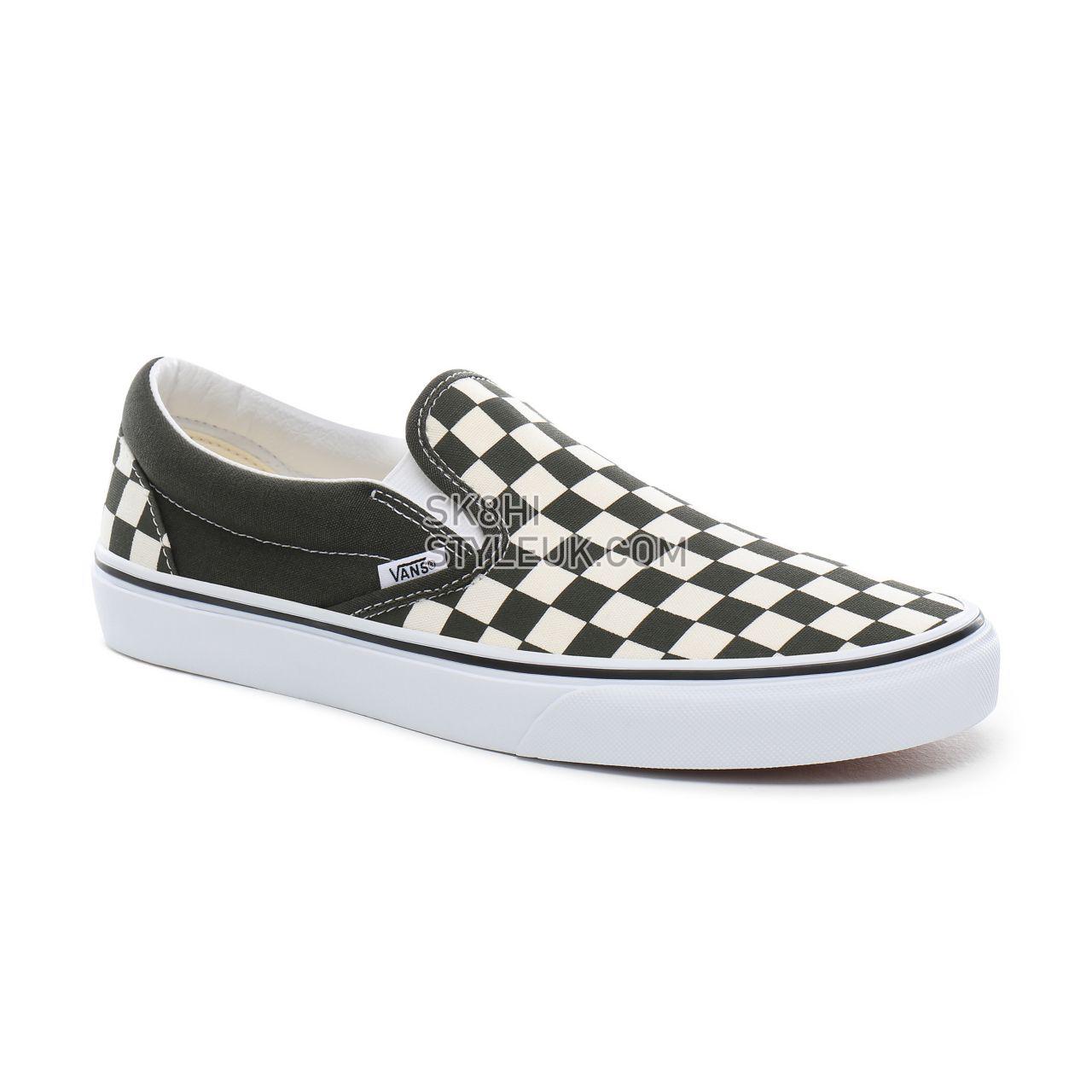 Vans Checkerboard Classic Slip-On Classic Mens Womens - (Checkerboard) forest night/true white VN0A4BV3TB4 Shoes