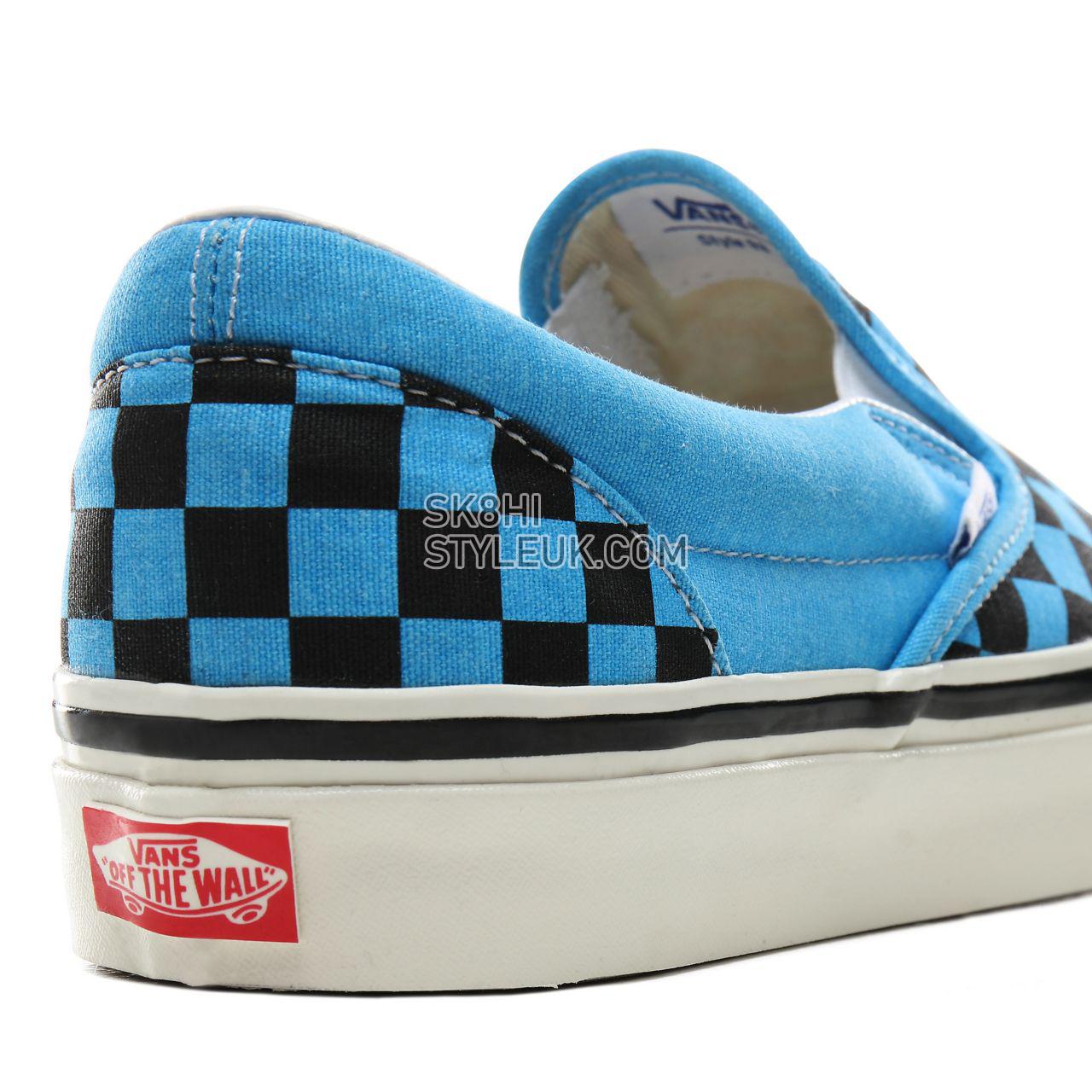 Vans Anaheim Factory Classic Slip-On 98 DX Classic Mens Womens - (Anaheim Factory) Og Blue Neon/Checkerboard VN0A3JEXV9L Shoes