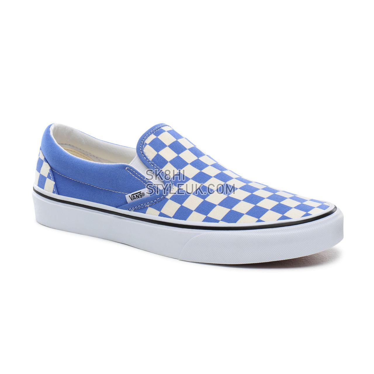 Vans Checkerboard Classic Slip-On Classic Mens Womens - (Checkerboard) ultramarine/true white VN0A4BV3TB6 Shoes