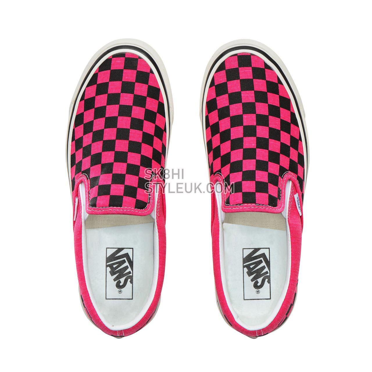 Vans Anaheim Factory Classic Slip-On 98 DX Classic Mens Womens - (Anaheim Factory) Og Pink Neon/Checkerboard VN0A3JEXV9N Shoes