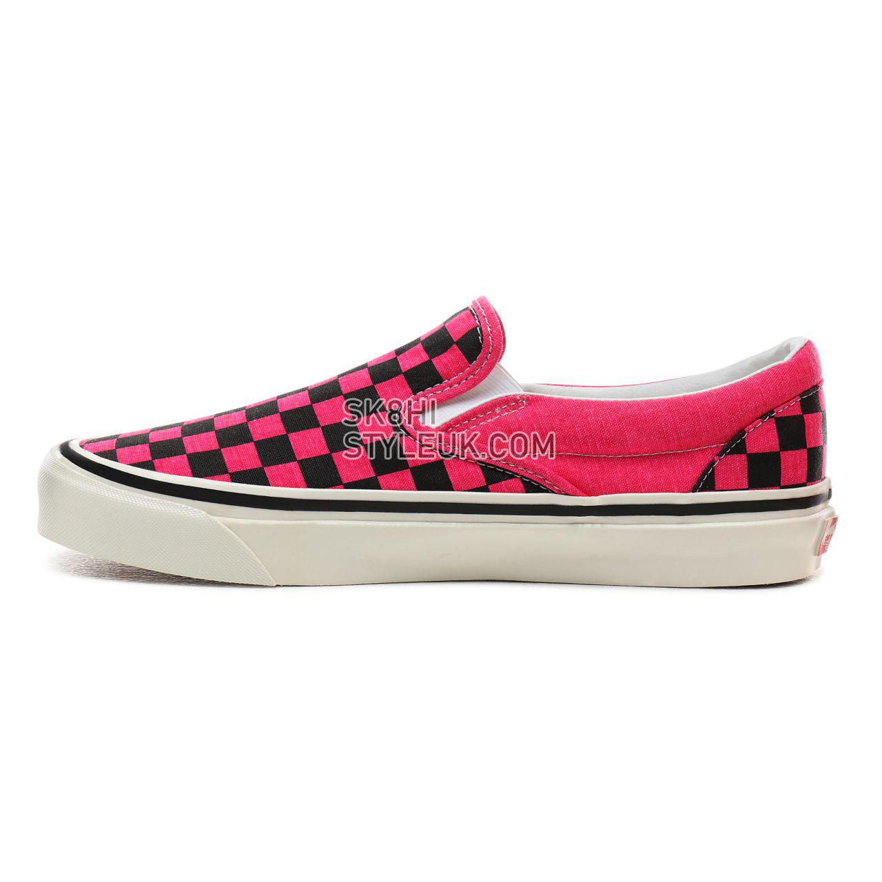 Vans Anaheim Factory Classic Slip-On 98 DX Classic Mens Womens - (Anaheim Factory) Og Pink Neon/Checkerboard VN0A3JEXV9N Shoes