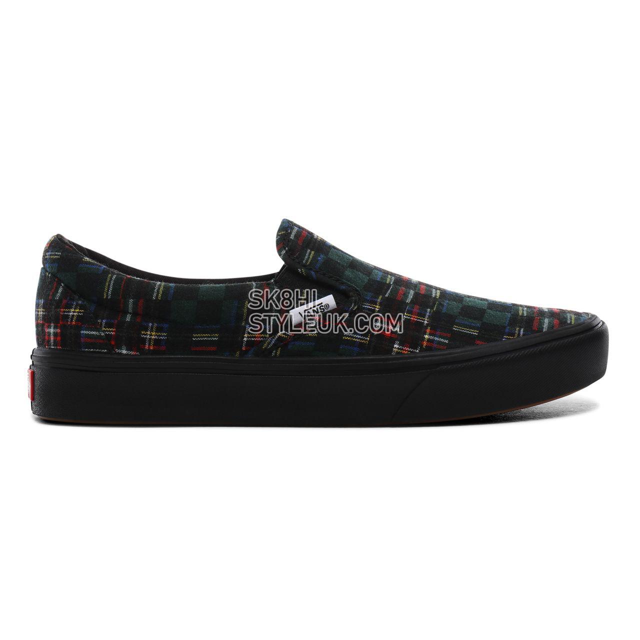 Vans Plaid Check ComfyCush Slip-On Classic Mens Womens - (Plaid Check) green/true white VN0A3WMDTFO Shoes