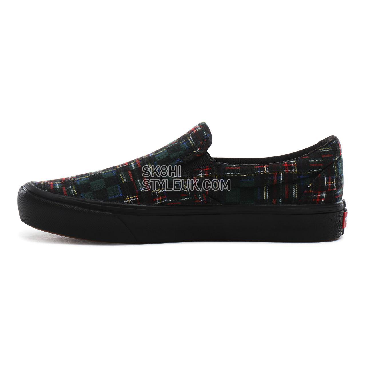 Vans Plaid Check ComfyCush Slip-On Classic Mens Womens - (Plaid Check) green/true white VN0A3WMDTFO Shoes