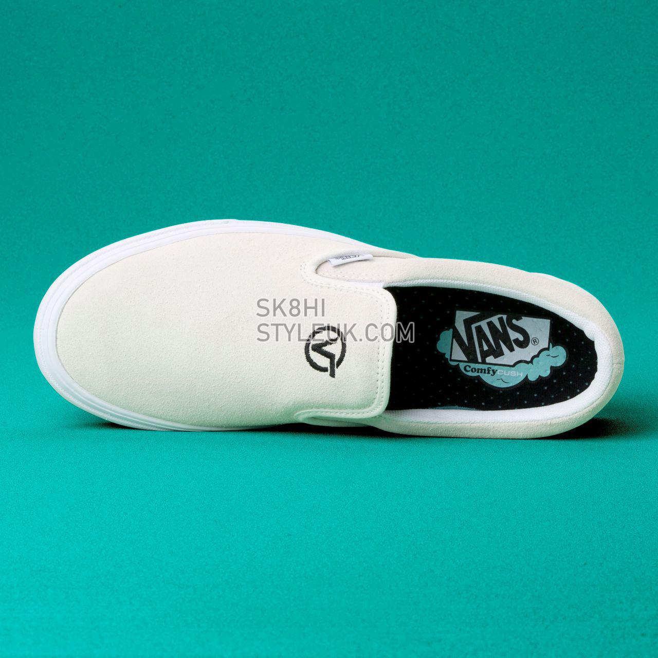 Vans Distort Comfycush Slip-On Classic Mens Womens - (Distort) Blanc/Black VN0A3WMDVX7 Shoes