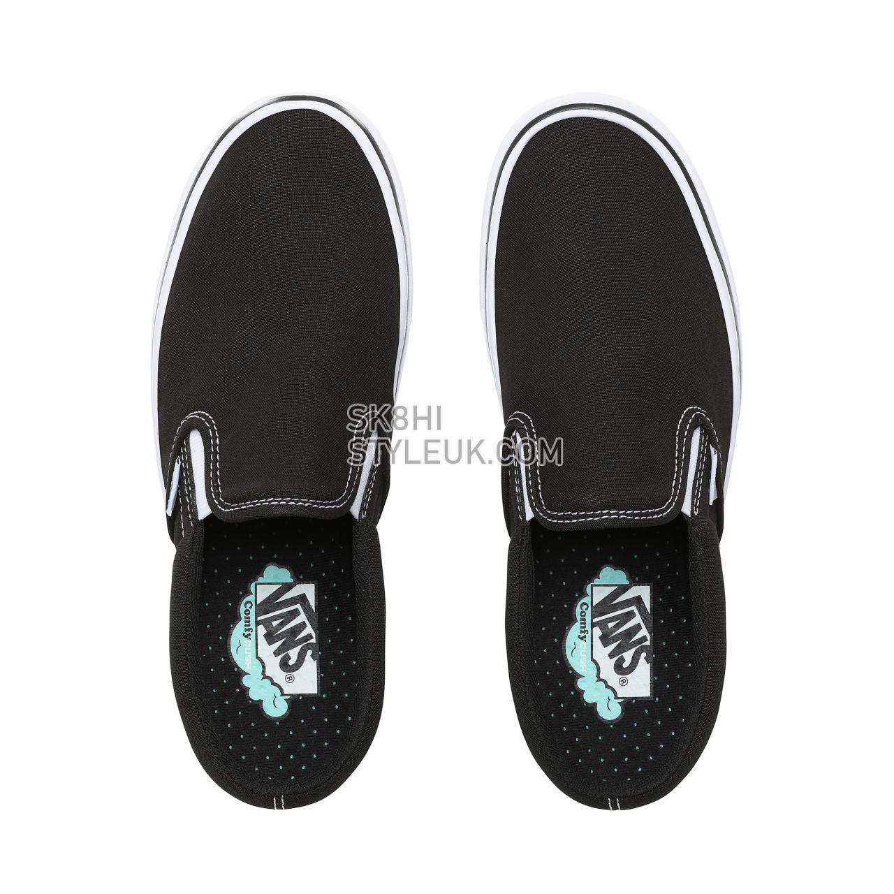 Vans Comfycush Slip-On Classic Mens Womens - (Classic) black/true white VN0A3WMDVNE Shoes