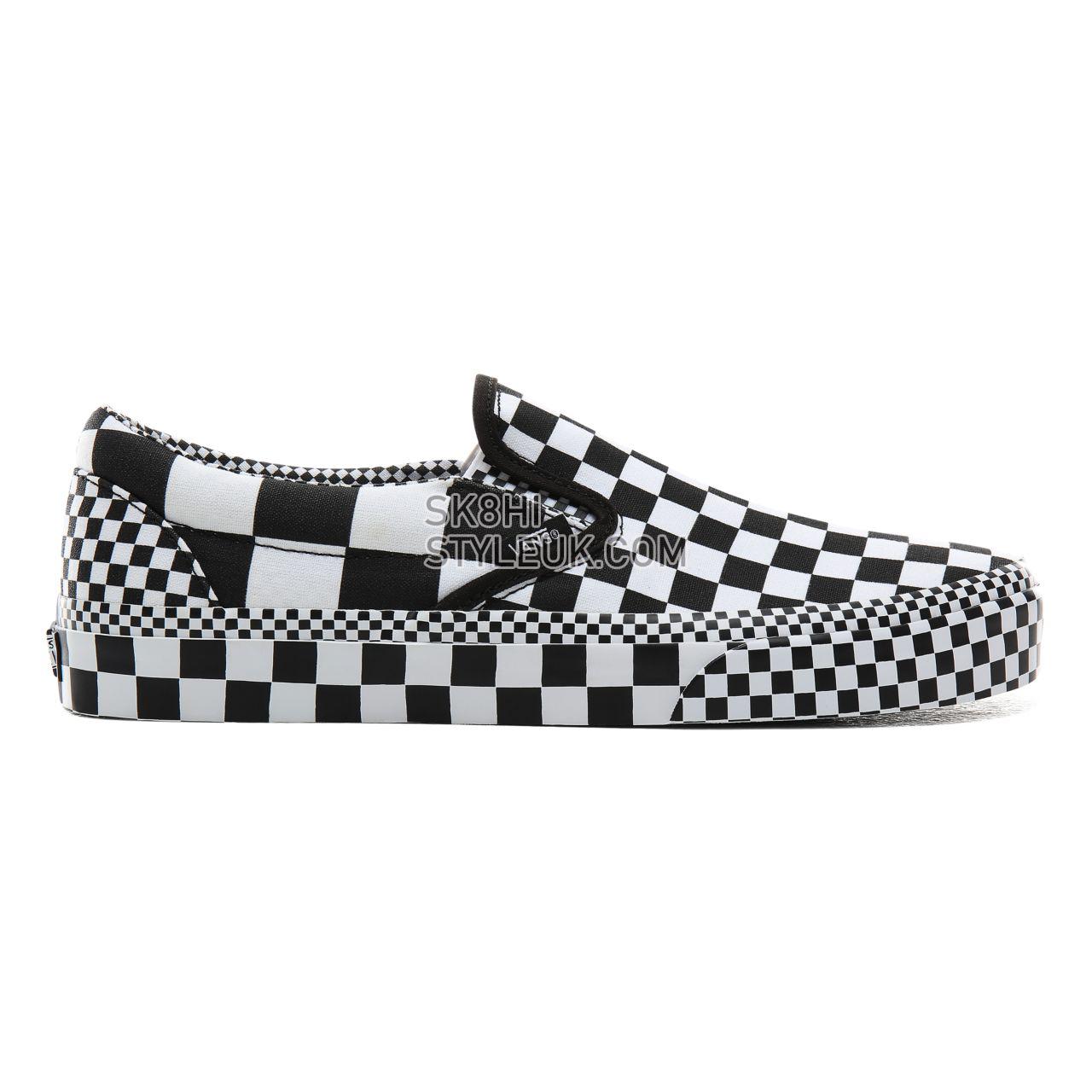 Vans All Over Checkerboard Classic Slip-On Classic Mens Womens - (All Over Checkerboard) Black/True White VN0A4BV3V8U Shoes