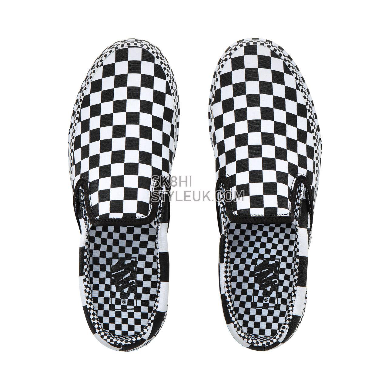 Vans All Over Checkerboard Classic Slip-On Classic Mens Womens - (All Over Checkerboard) Black/True White VN0A4BV3V8U Shoes