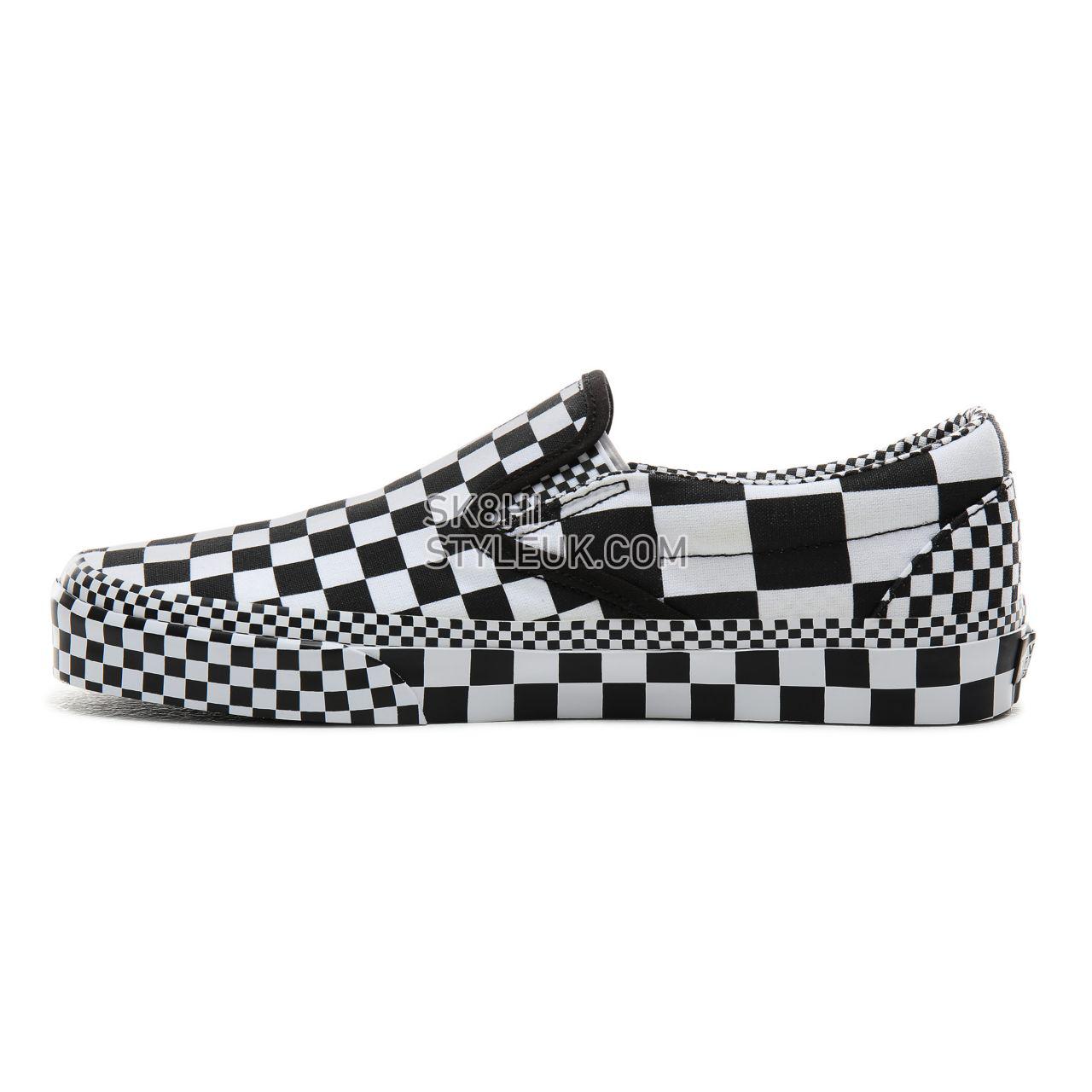 Vans All Over Checkerboard Classic Slip-On Classic Mens Womens - (All Over Checkerboard) Black/True White VN0A4BV3V8U Shoes