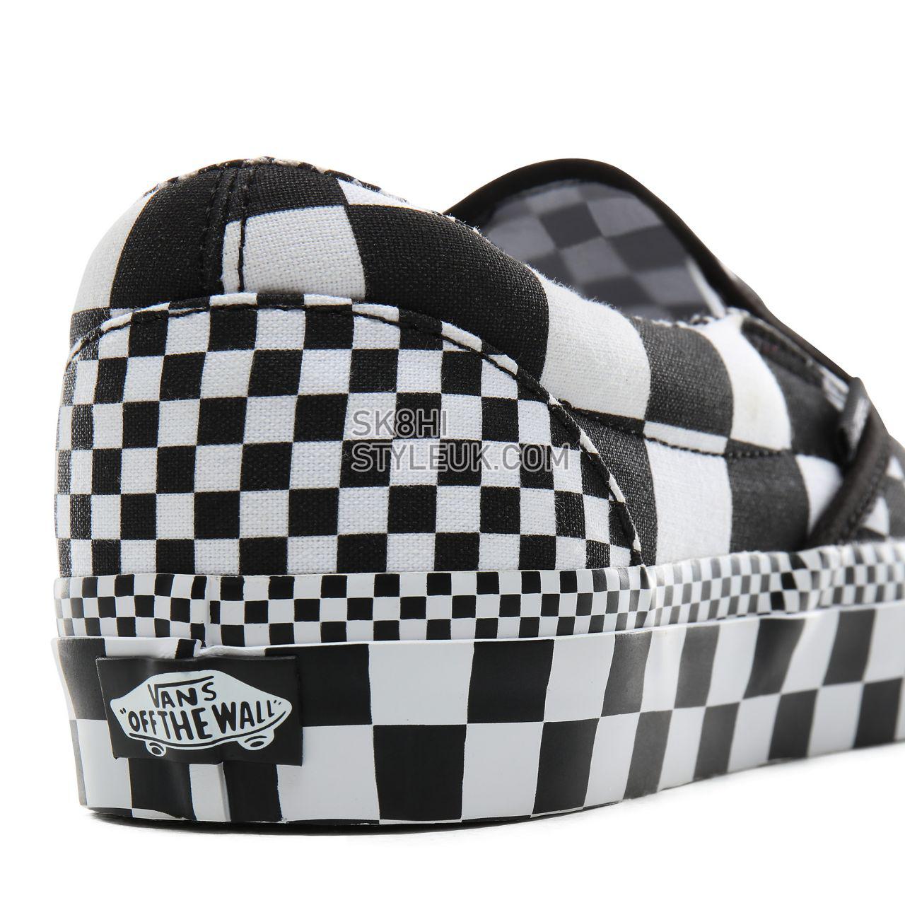 Vans All Over Checkerboard Classic Slip-On Classic Mens Womens - (All Over Checkerboard) Black/True White VN0A4BV3V8U Shoes