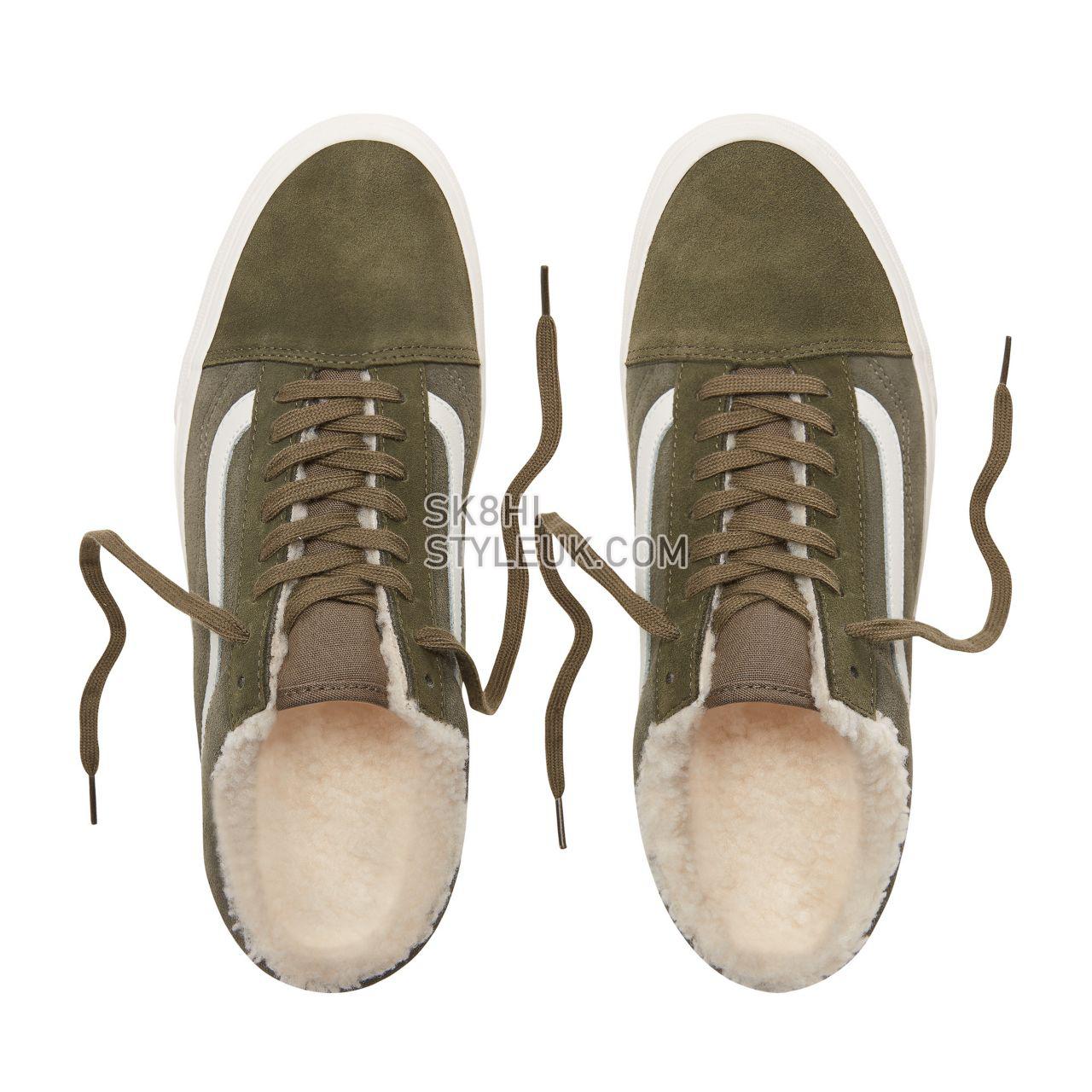 Vans Suede and Sherpa Old Skool Classic Mens Womens - (Suede/Sherpa) Grape Leaf/Dusty Olive VN0A38G1ULZ Shoes