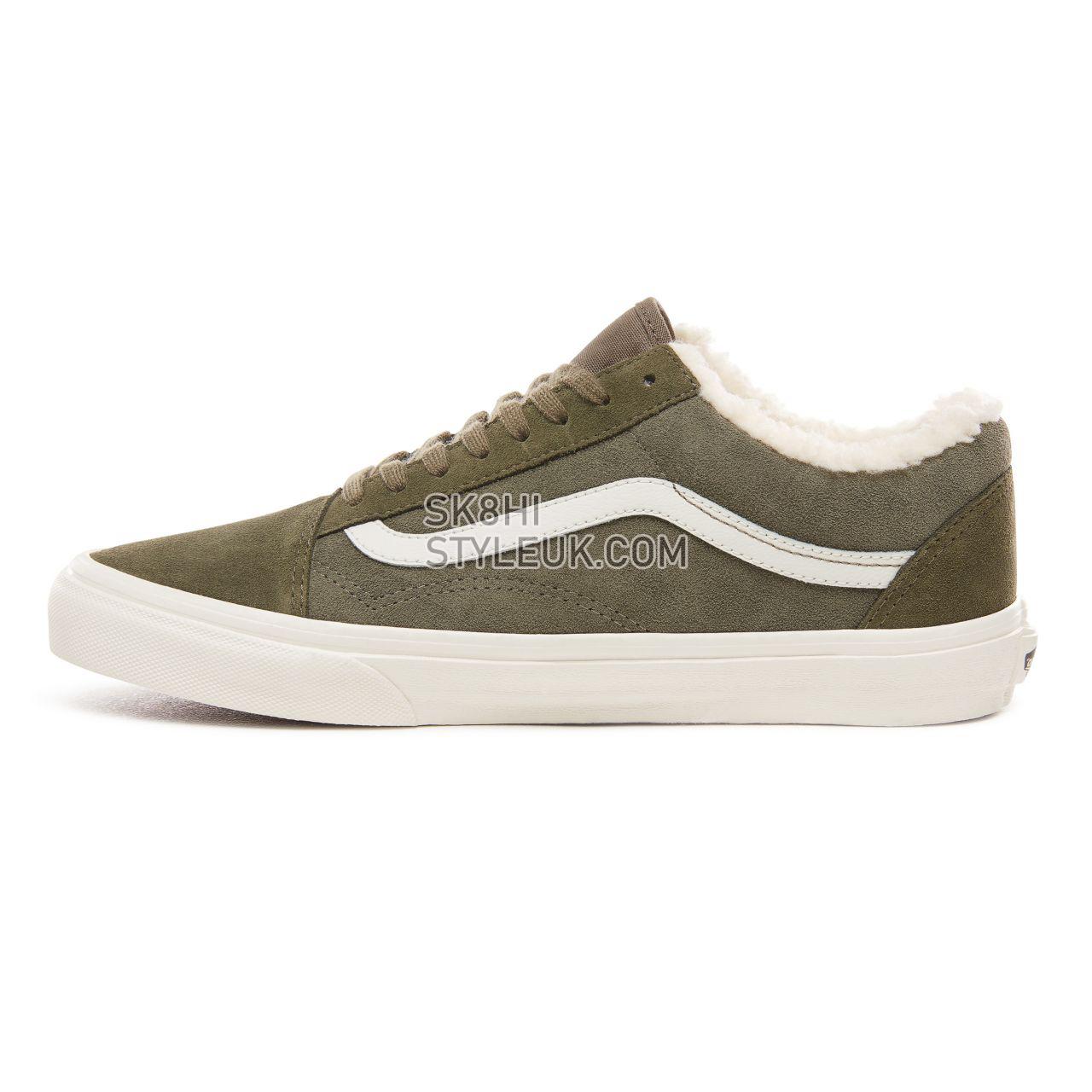 Vans Suede and Sherpa Old Skool Classic Mens Womens - (Suede/Sherpa) Grape Leaf/Dusty Olive VN0A38G1ULZ Shoes