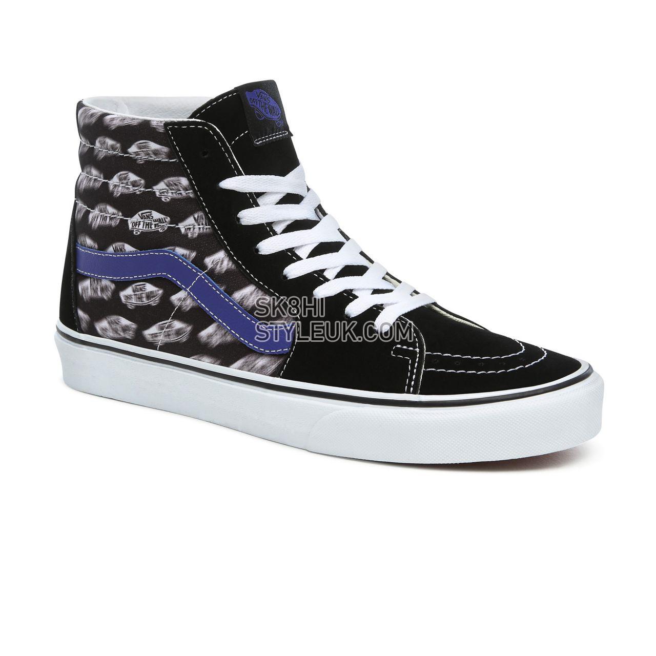 Vans Blur Boards SK8-Hi Classic Mens Womens - (Blur Boards) black/royal blue VN0A4BV6T2N Shoes