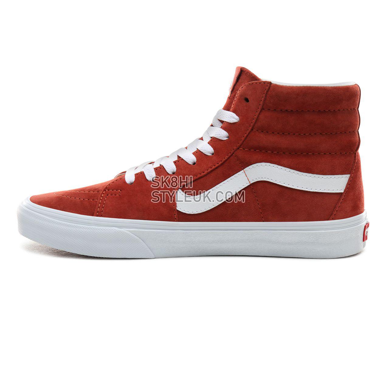 Vans Pig Suede Sk8-Hi Classic Mens Womens - (Pig Suede) Burnt brick/True White VN0A4BV6V75 Shoes