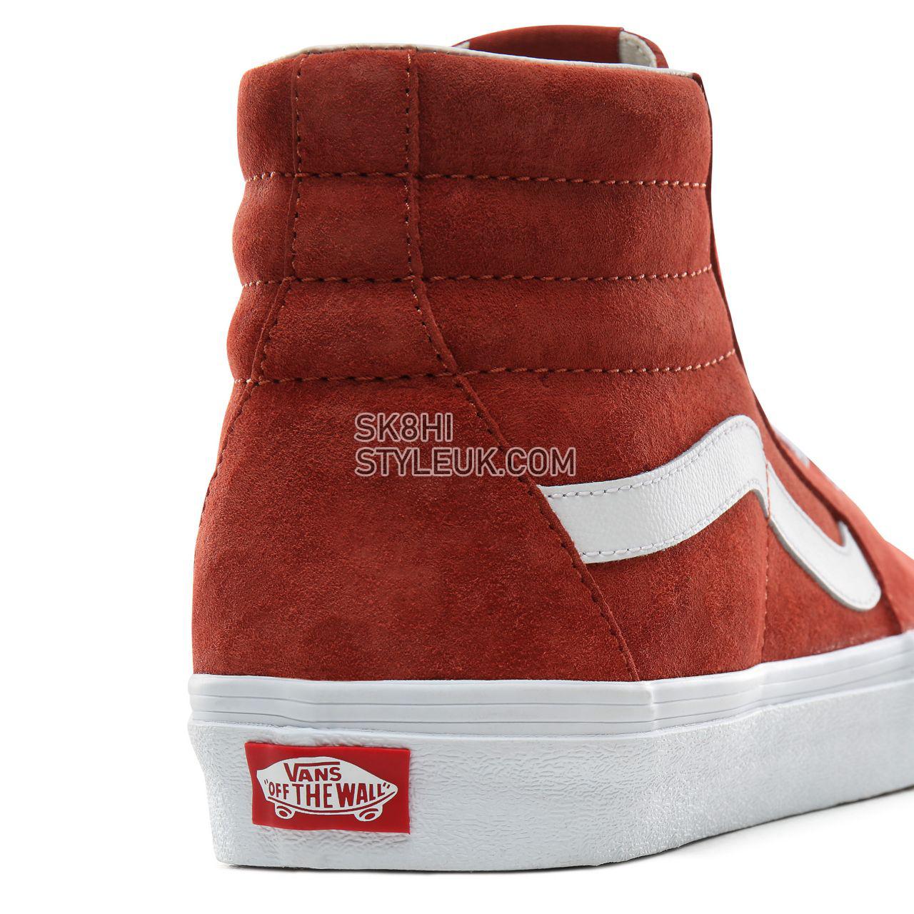 Vans Pig Suede Sk8-Hi Classic Mens Womens - (Pig Suede) Burnt brick/True White VN0A4BV6V75 Shoes