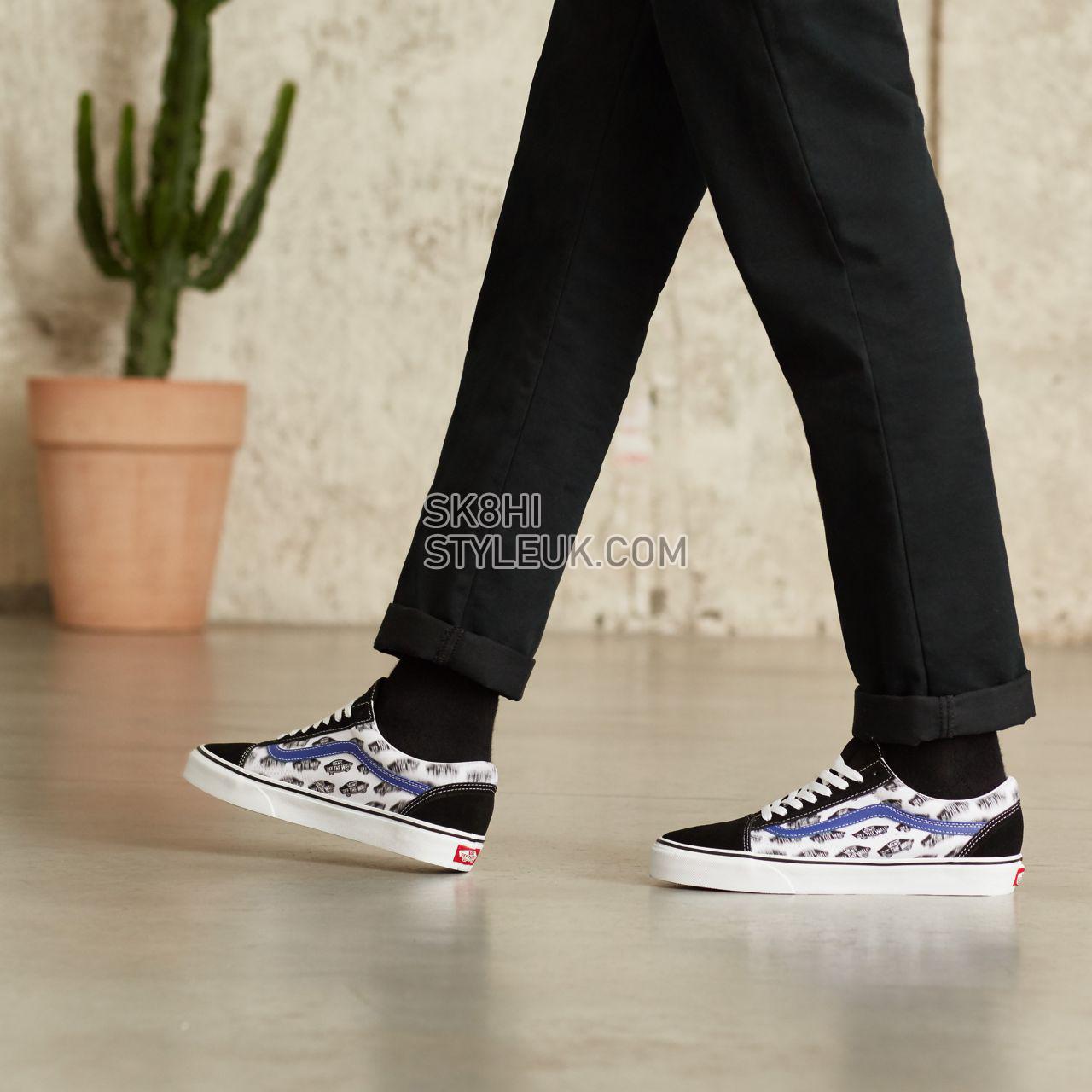 Vans Blur Boards Old Skool Classic Mens Womens - (Blur Boards) black/royal blue VN0A4BV5T2N Shoes