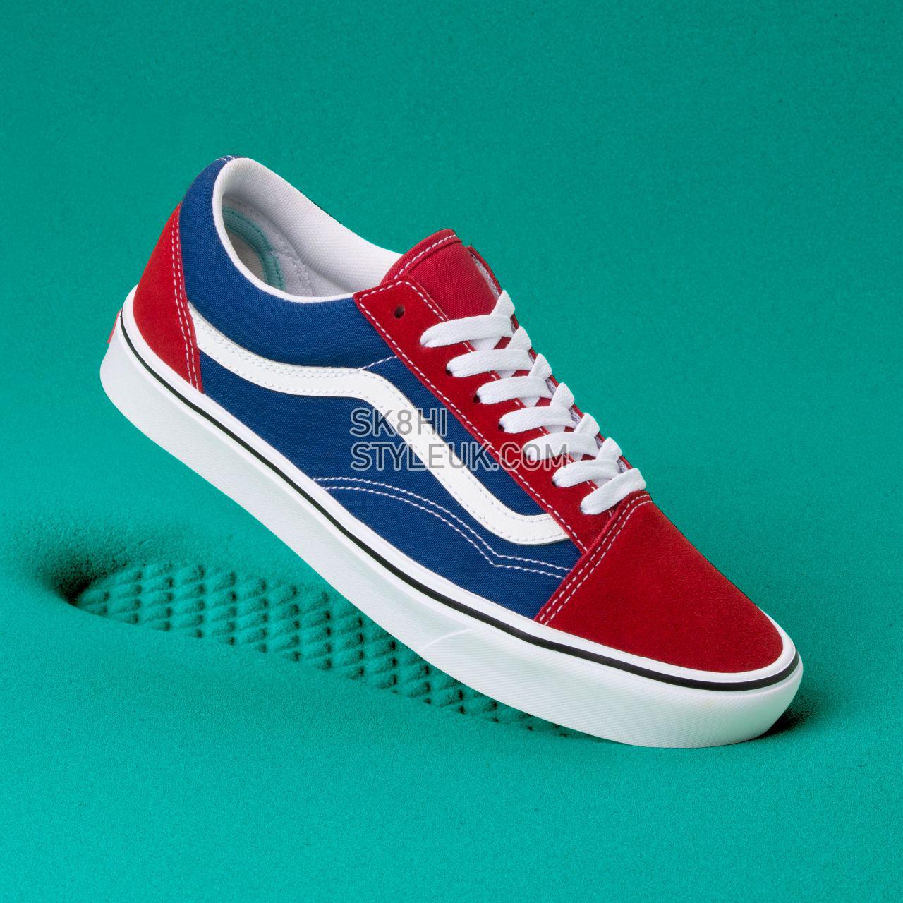 Vans Two-tone Comfycush Old Skool Classic Mens Womens - (Two-Tone) Chili pepper/True Blue VN0A3WMAVX1 Shoes