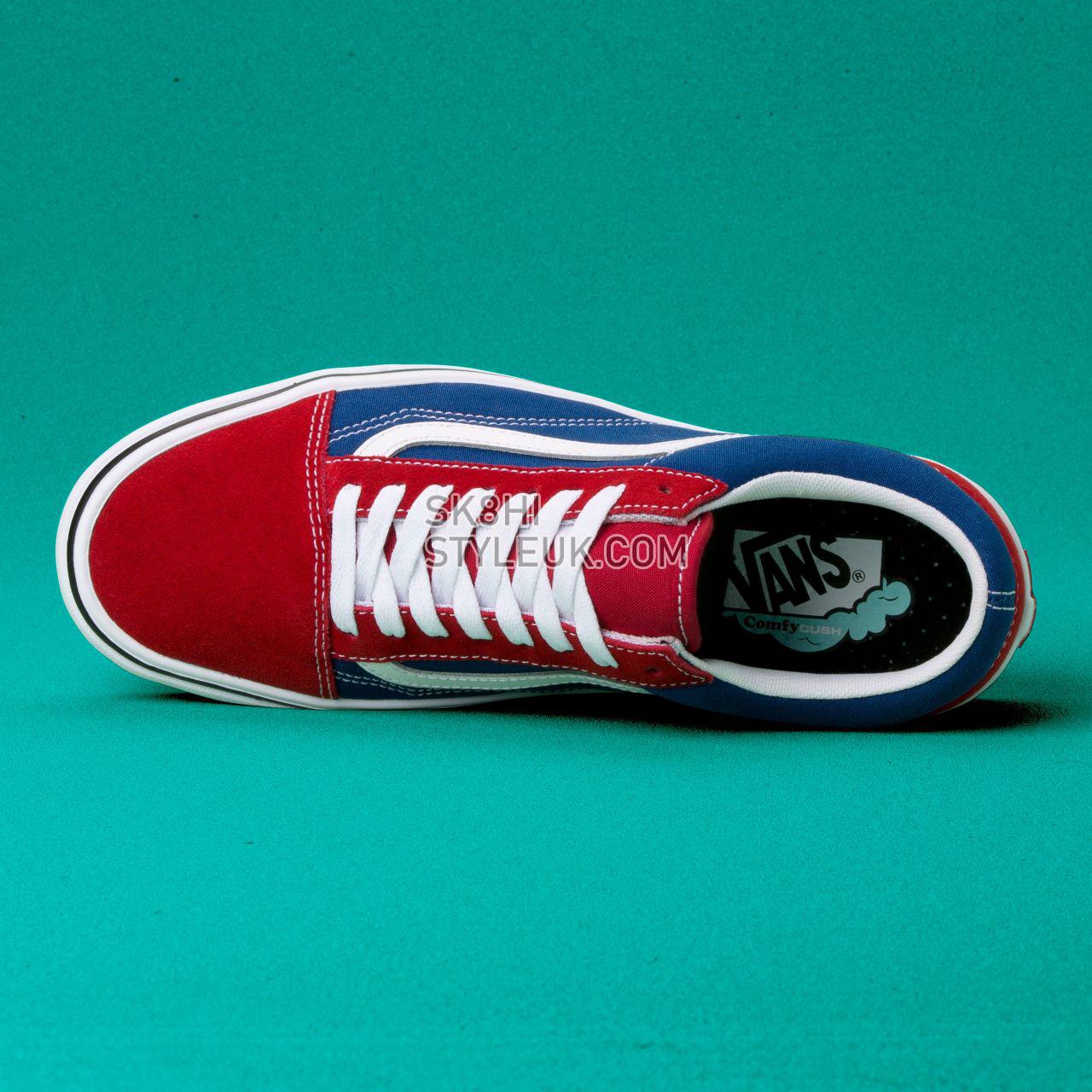 Vans Two-tone Comfycush Old Skool Classic Mens Womens - (Two-Tone) Chili pepper/True Blue VN0A3WMAVX1 Shoes